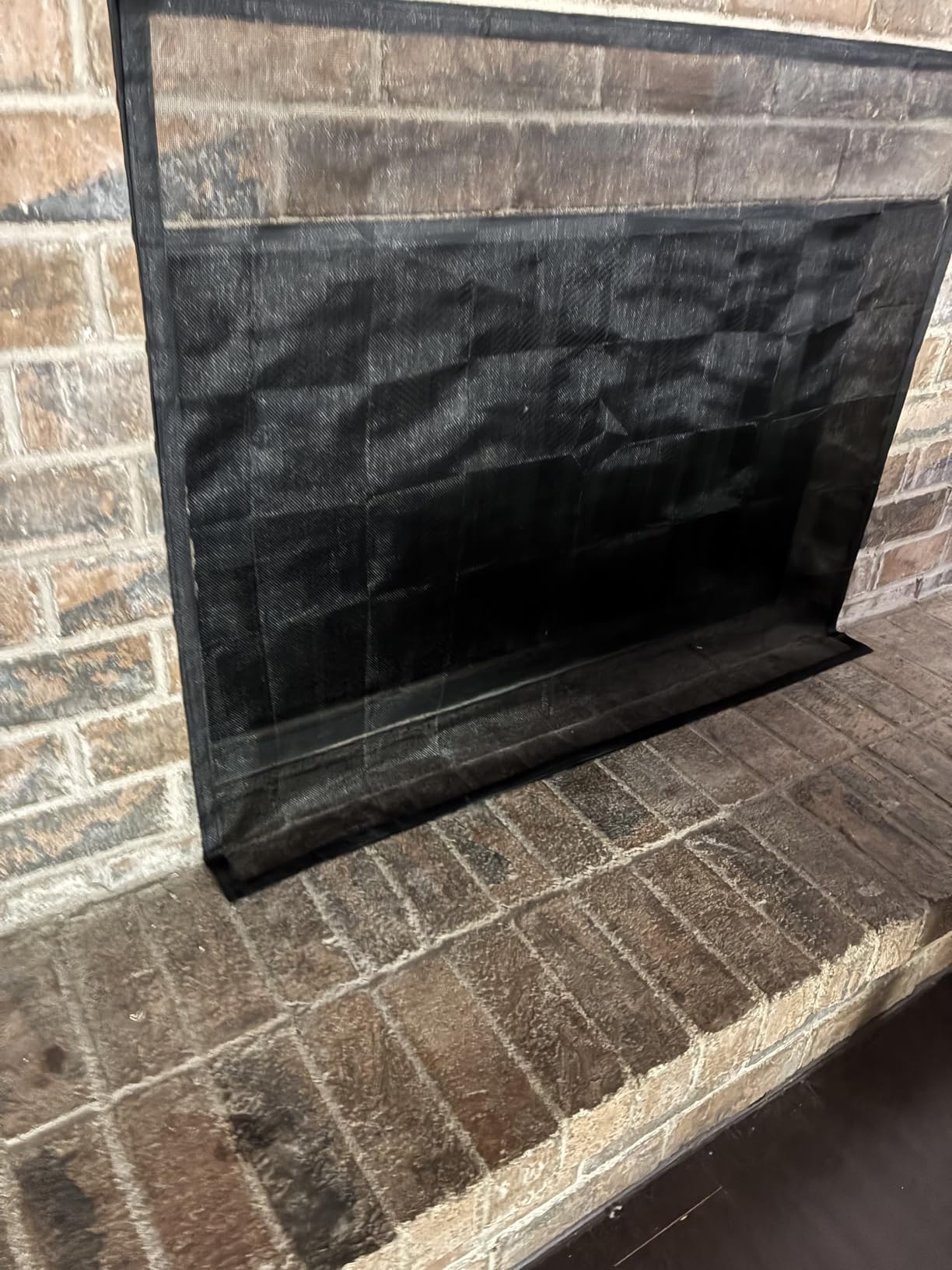 Fireplace Screen Safe Mesh Gate Mesh Screen Child Proof Existing Fireplace Barrier Guard Net Adhesive Cover Fire Place Doors for The Living Room Indoor Toddler Baby Pets 45 * 34inch customer photo 1