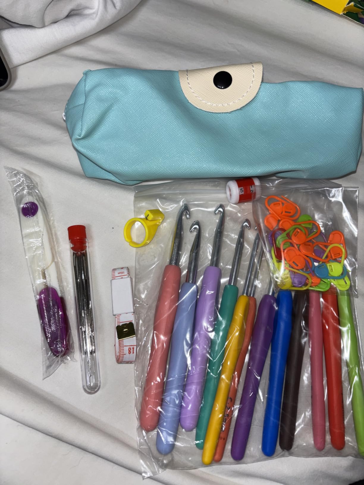 MECHEER Crochet Hooks 12 Sizes Crochet Hook Set, 51 Pack Yarn Crochet Kit for Beginners, Knitting Needles with Ergonomic Handles for Arthritic Hands, Crochet Needle Kit with Blue Case for Crocheters customer photo 2