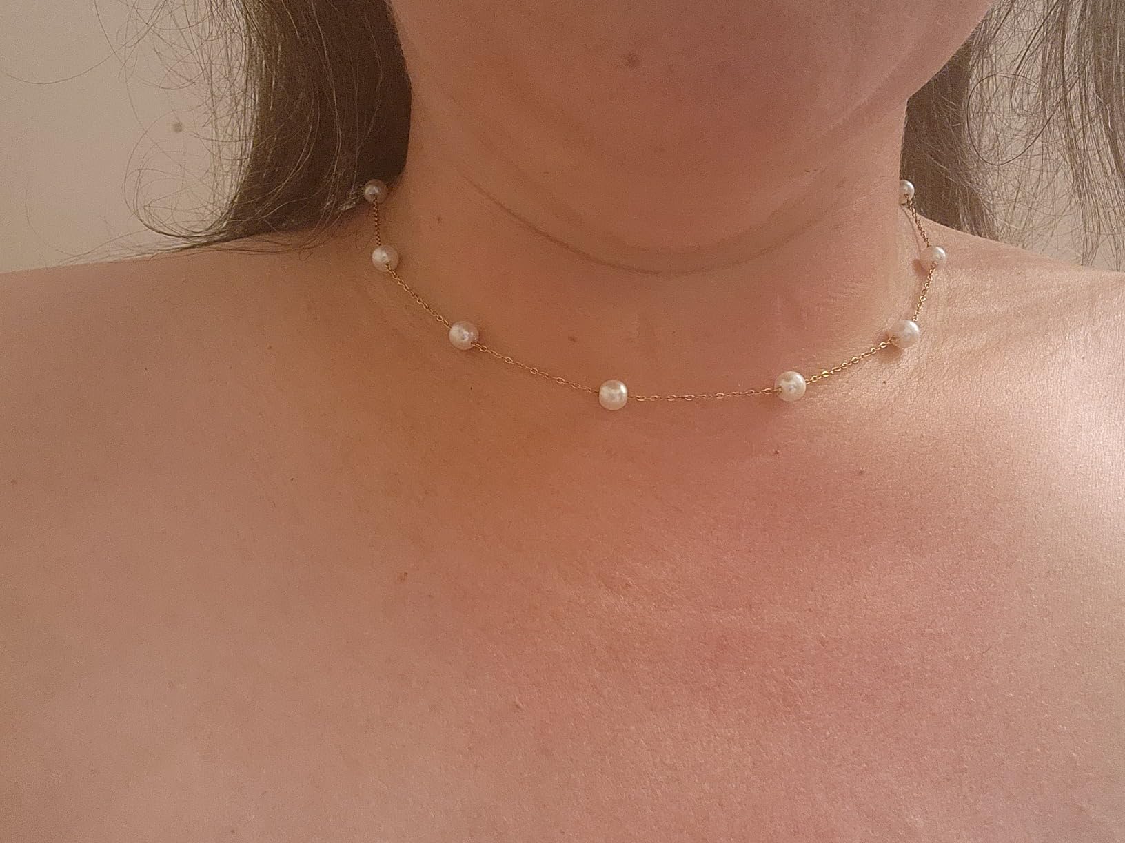 Trinckle Pearl Necklaces for Women, Pearl Choker Dainty Pendant Necklace customer photo 2