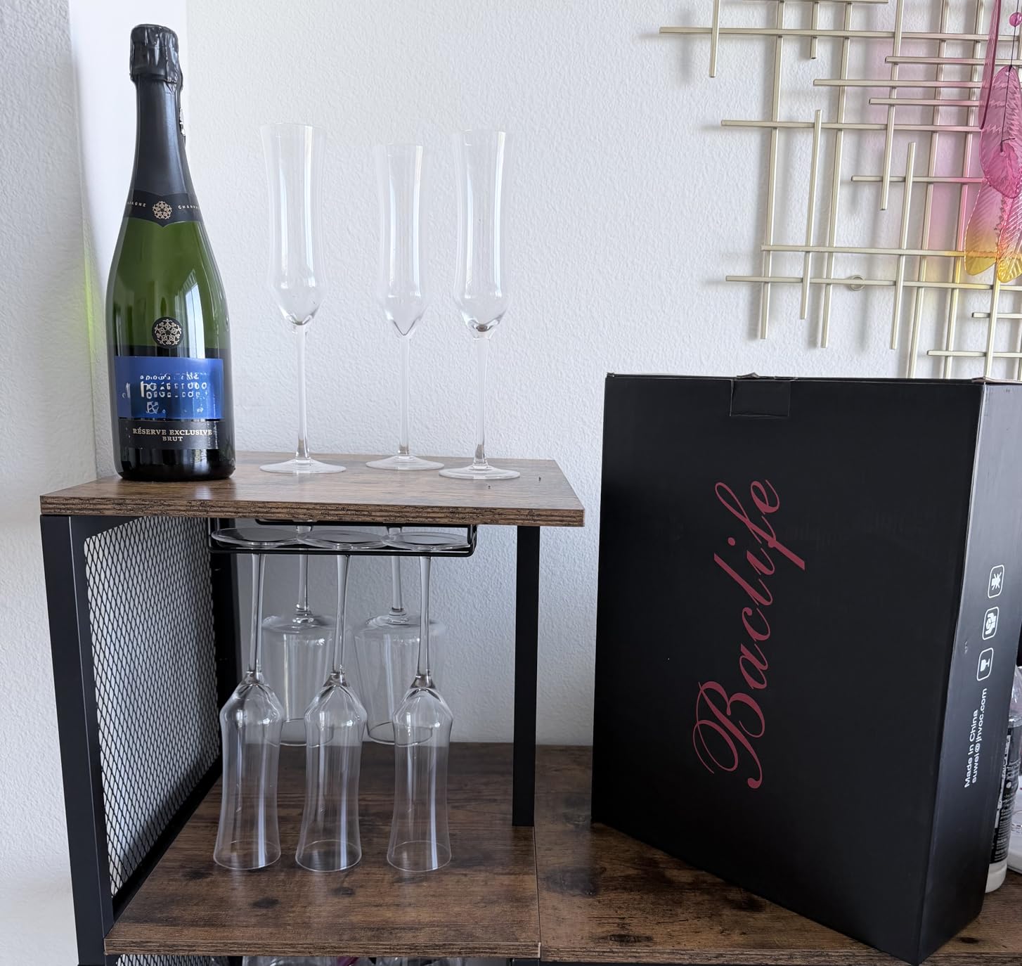 BACLIFE Hand Blown Champagne Flutes, Crystal Champagne Glasses Set 6, 6.5oz | Elegant Sparkling Wine Stemware, Unique Gift for Birthday, Wedding, Christmas, Anniversaries, Crystal Clear customer photo 1