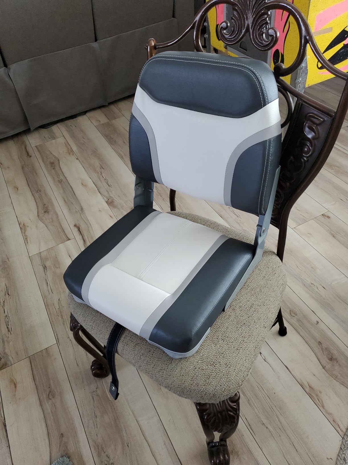 Premium Marine Low Back Folding Boat Seat 2 Pack, Waterproof Fishing Boat Captain Chairs, 4 Mounting Screws Included customer photo 1