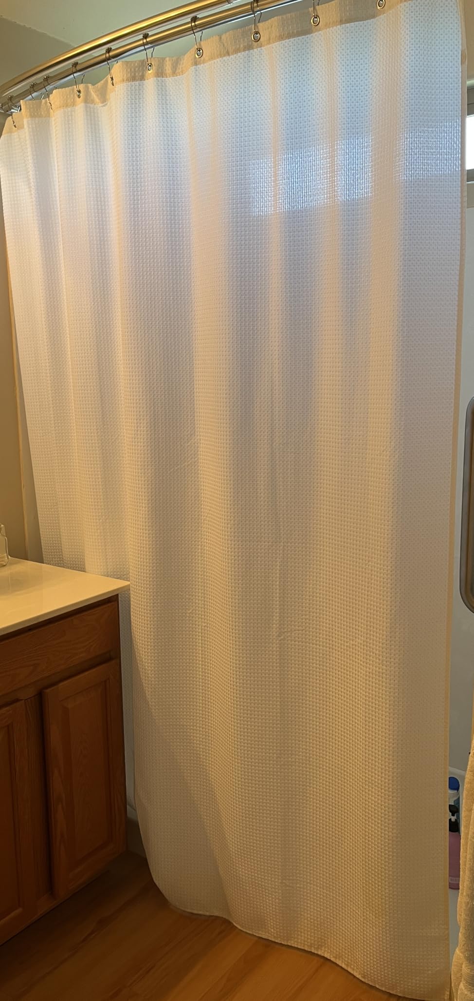 Barossa Design Waffle Weave White Shower Curtain Hotel, Standard Size customer photo 1