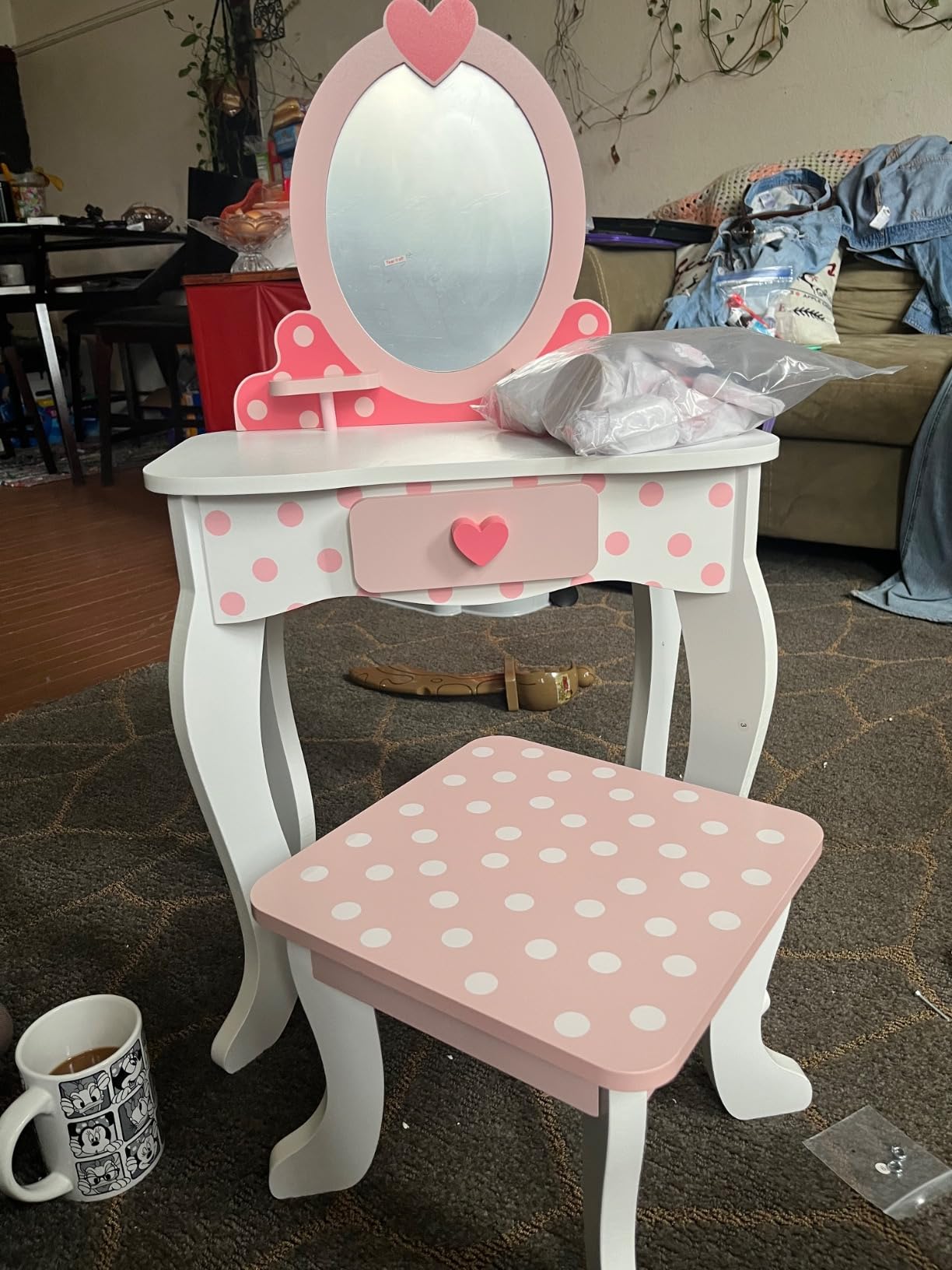 OOOK Kids Vanity Set with 15pcs Make-up Accessories, Pink Heart-Themed customer photo 2
