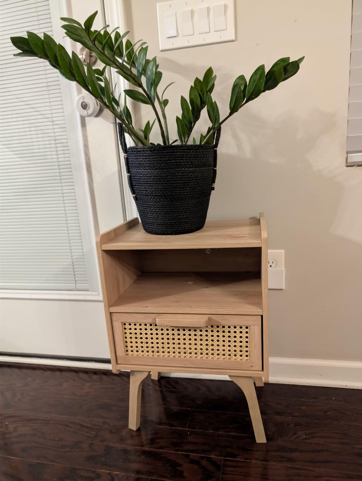 Lerliuo Rattan Nightstands Set of 2, Boho Side Table with Drawer Open Shelf customer photo 2