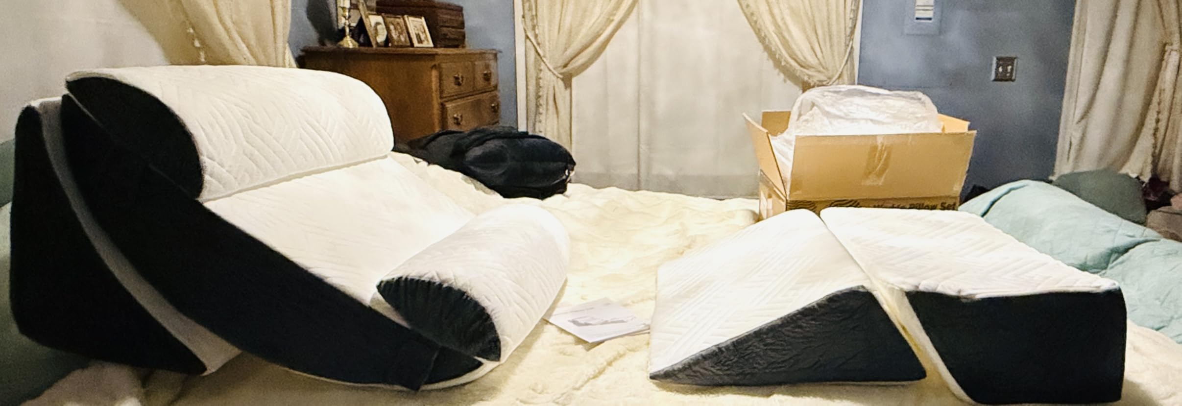 Yojoker 6pcs Orthopedic Bed Wedge Pillow Set for Sleeping, Post Surgery Foam for Body, Back and Leg Pain Relief Comfortable & Adjustable Support Pillows-Anti Snoring, Heartburn customer photo 1