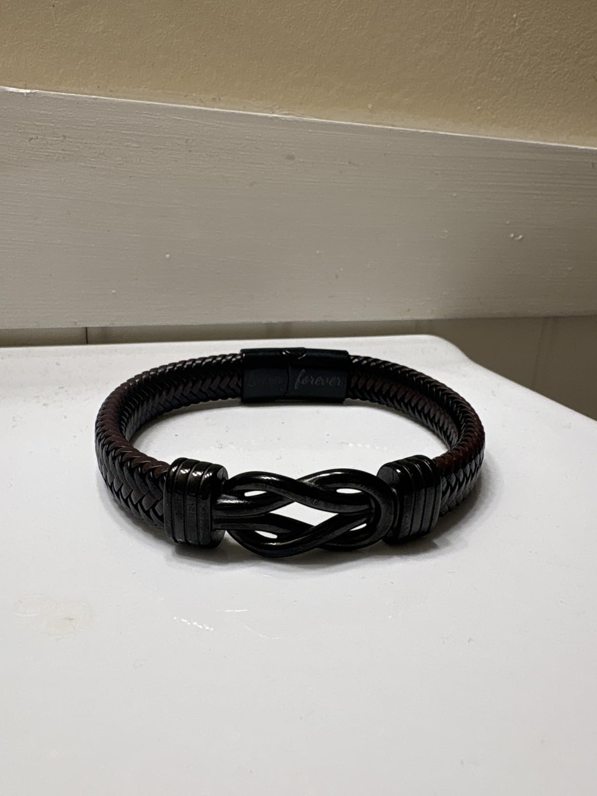 Knot Bracelet Gifts for Men, Leather Stainless Steel Knot Mens Bracelet customer photo 2