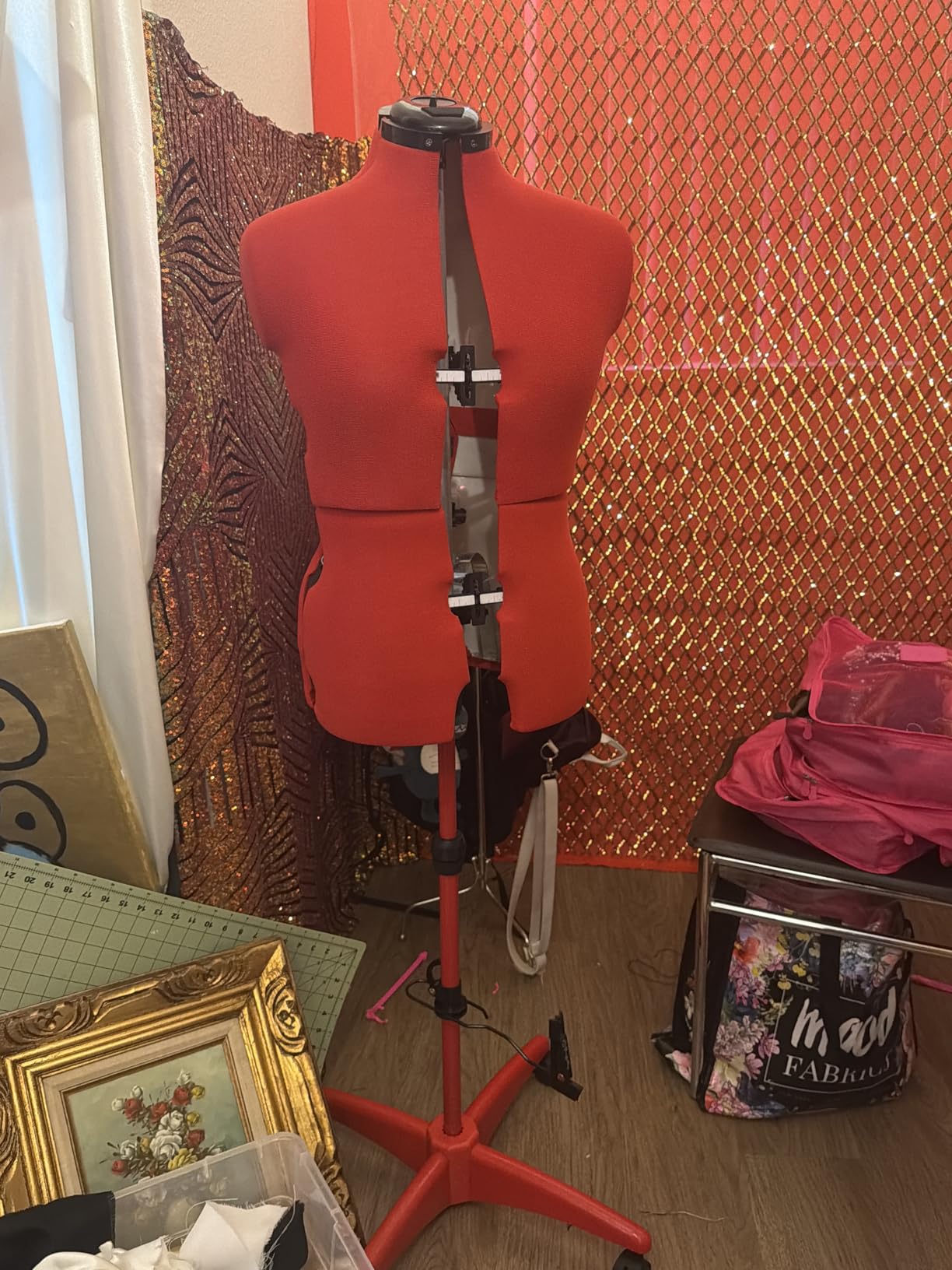 Beige Female Adjustable Dress Form Mannequin Size 6-14 | Pinnable foam body Mannequin,13 tuning dials,removable casters,42.5