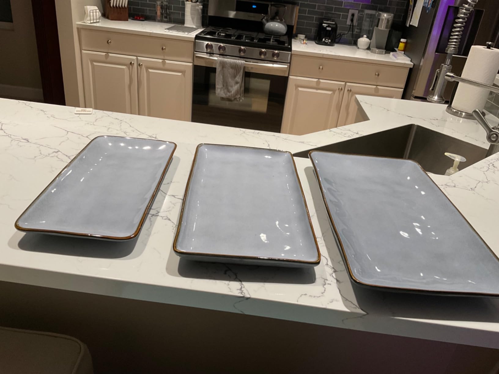 Famiware Serving Platters Set of 3 Sizes - Rectangular, Vanilla White customer photo 2