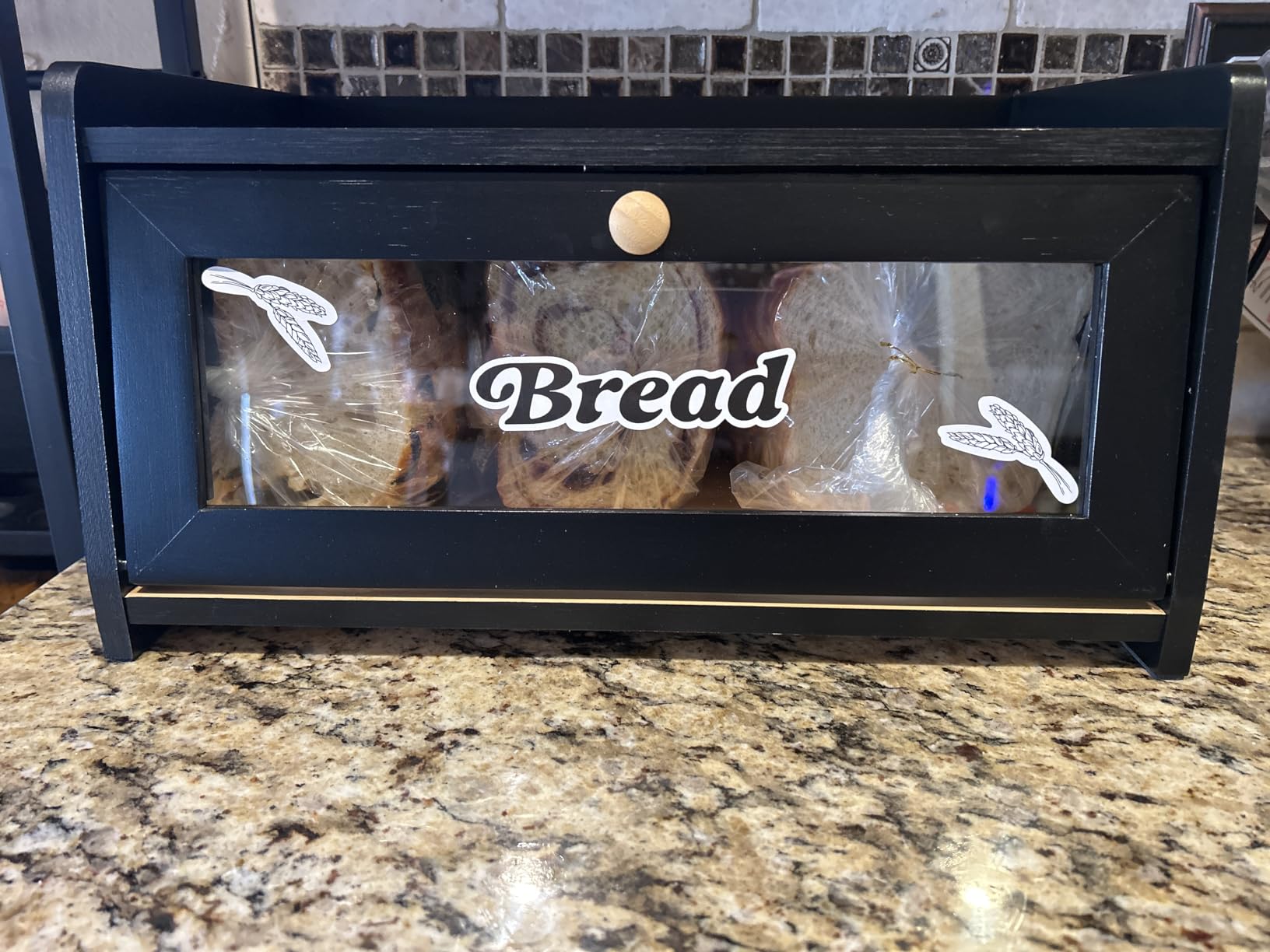 Goozii Bread Box for Kitchen Countertop, 2 Tier Large Breadbox Modern Black customer photo 2