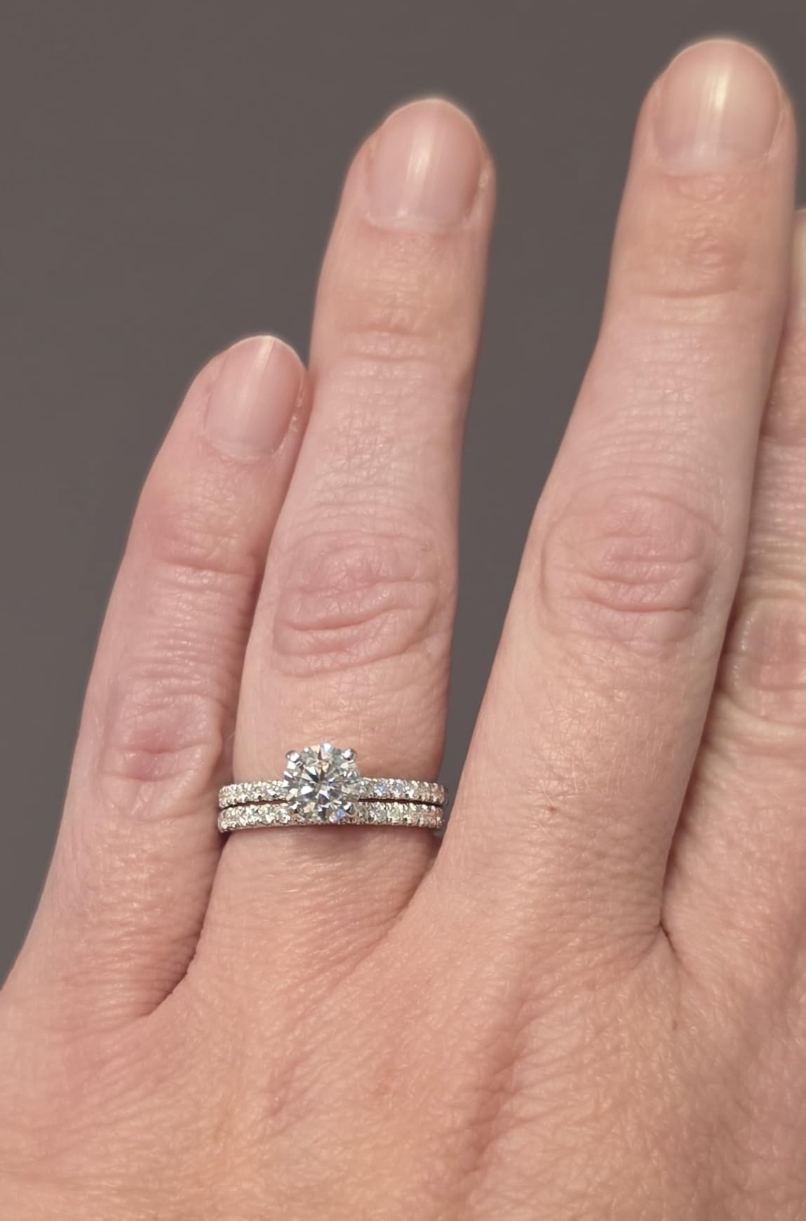 IMOLOVE Moissanite Wedding Band Wedding Rings for Women 925 Sterling Silver Rings with 18K White Gold Plated Eternity Stackable Engagement Ring Anniversary Band Size 3-12 customer photo 1