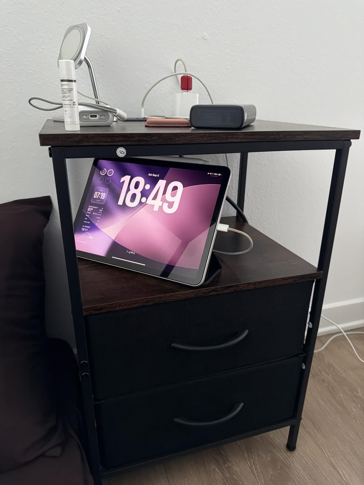 Huuger Nightstands Set of 2, End Tables with Charging Station, Side Table customer photo 1