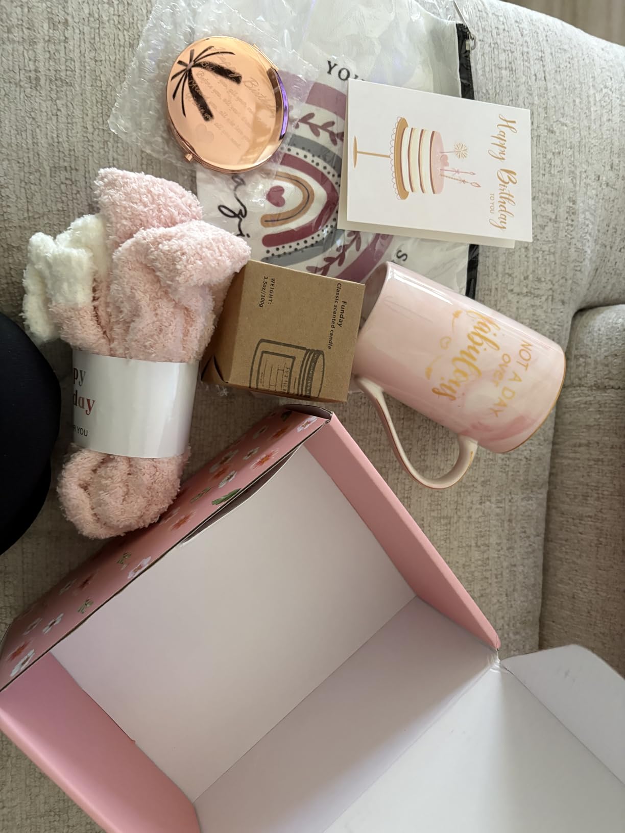 Birthday Gifts for Women Happy Birthday Gift Baskets for Women Unique Not A Day Over Fabulous Mug Gift ideas Pink Gifts Box Set Presents for Her Friends Mom Sister Wife Coworkers Daughter Aunt Mom customer photo 2