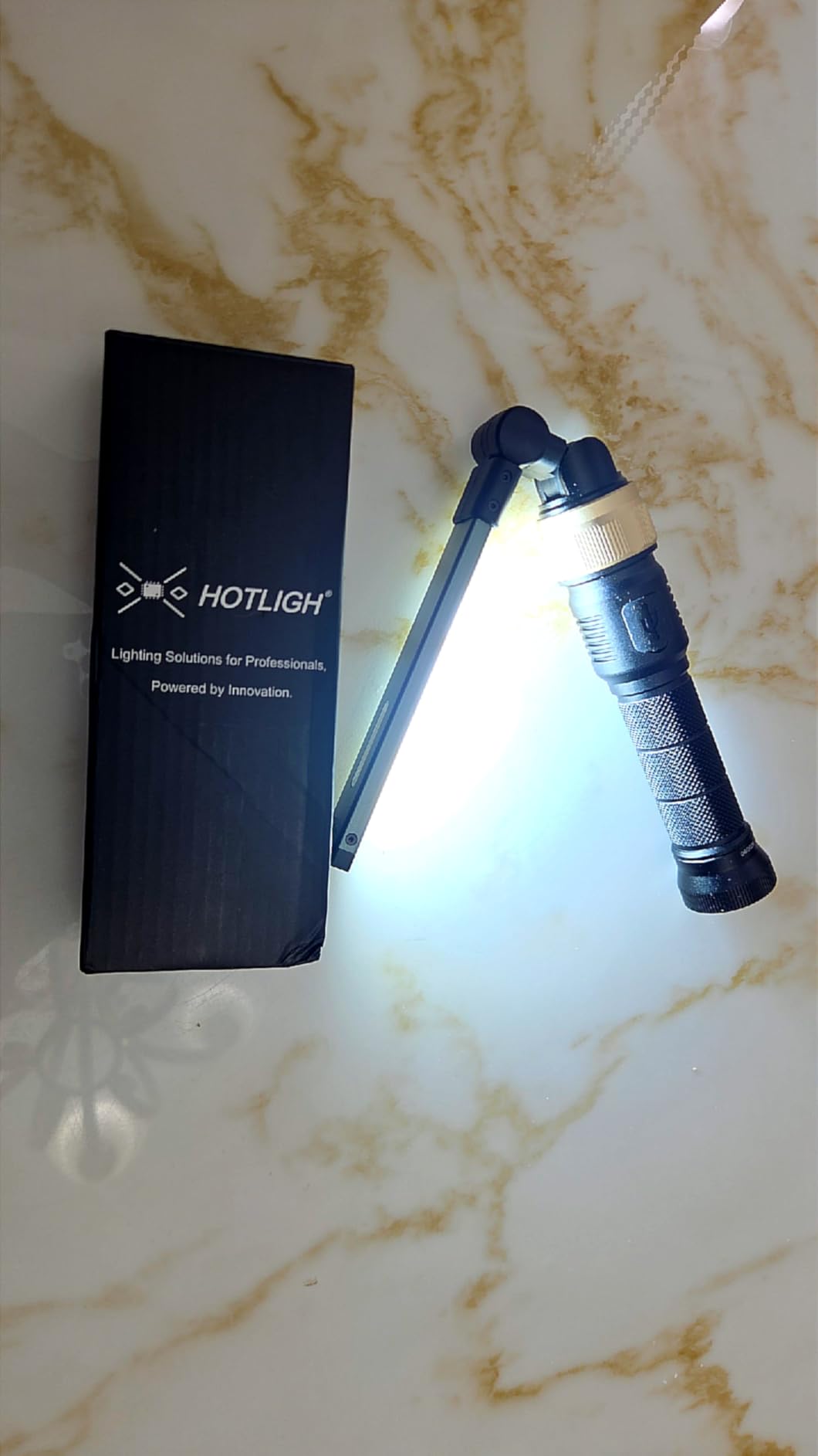 HOTLIGH Rechaegeable Work Light, 5000mAh Magnetic Flashlight with 360° Rotate Foldable Design, 1200 Lumens Led Work Light, Mechanic Light for Car Repairing/Emergency,Fathers Day Dad Gifts customer photo 1