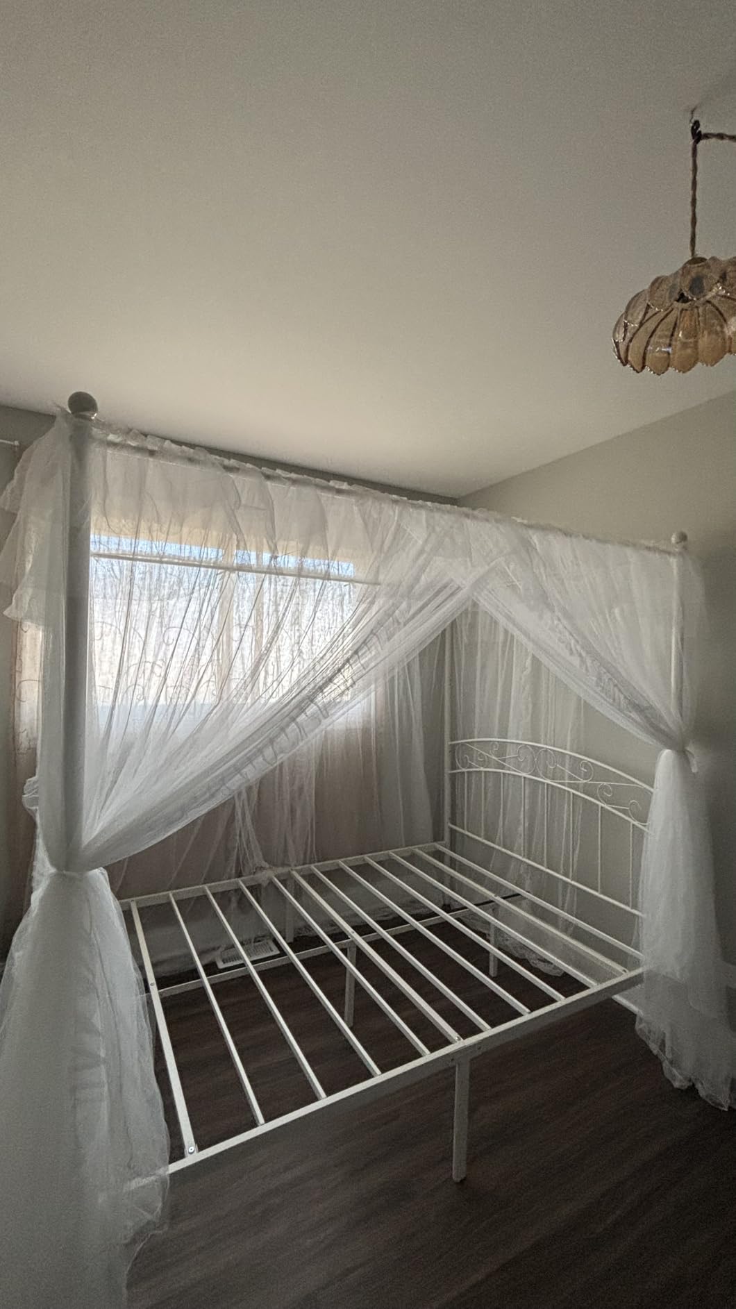 Queen Size Canopy Bed Frame Four-Poster Metal Bed Black customer photo 1