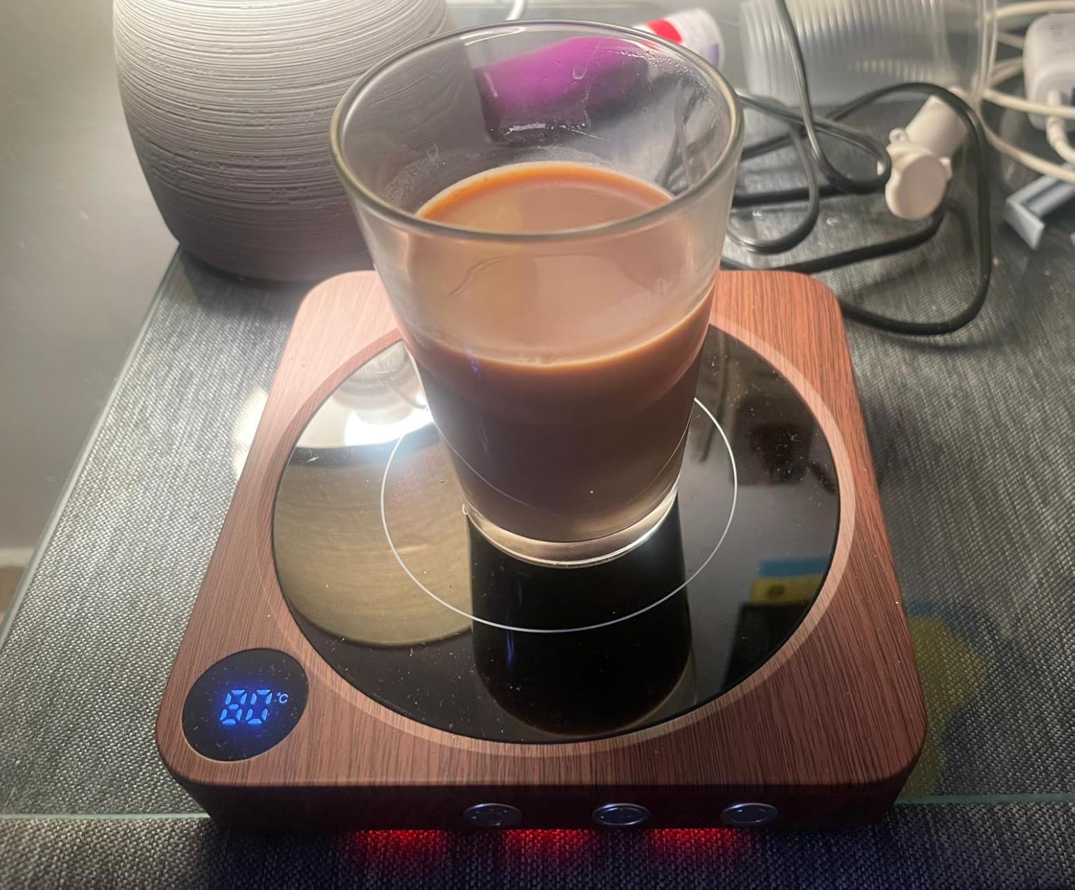 House Gem Coffee Mug Warmer for Desk, Candle Warmer Plate, 12H Timer, Wood customer photo 1