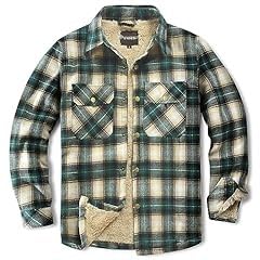 Men's Sherpa Cotton Flannel Shirt Jacket Plaid Button Coat Pocket customer photo 2