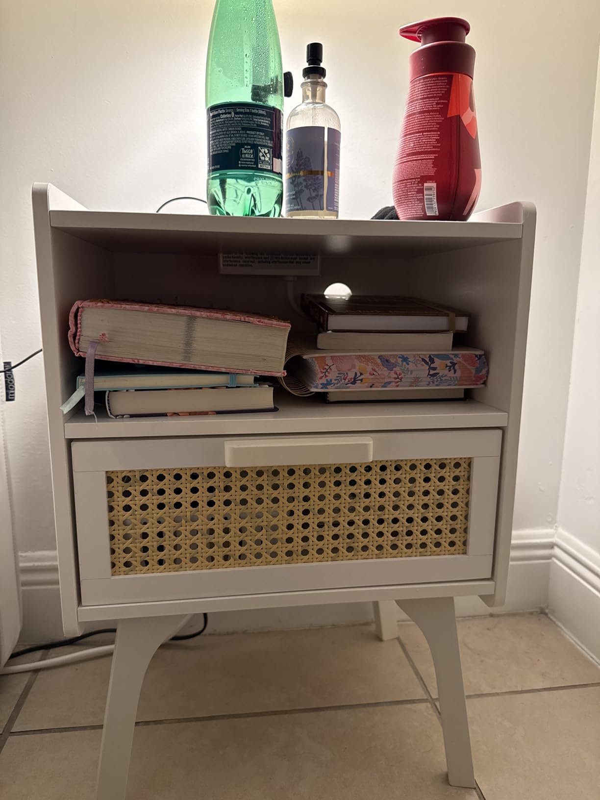 Lerliuo Rattan Nightstand with Charging Station, Boho Night Stand customer photo 2