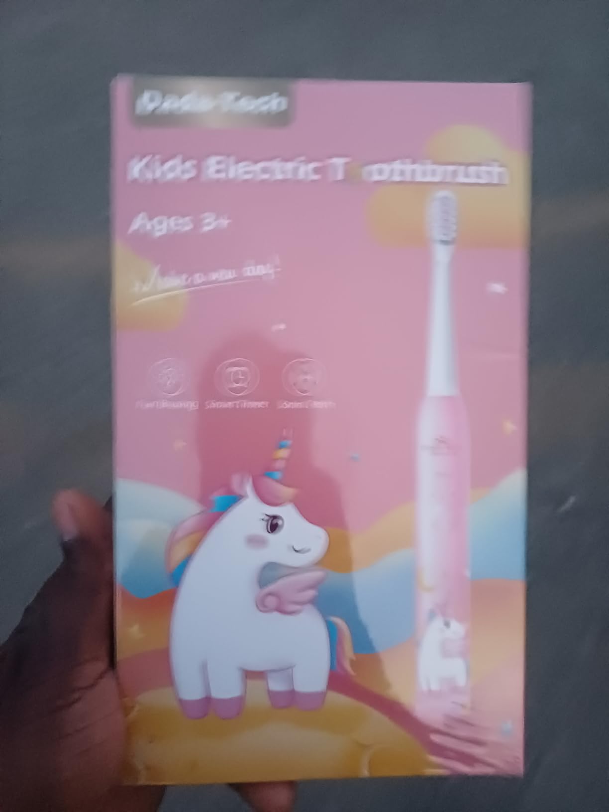 Kids Electric Toothbrush Rechargeable Age 3-5-6-12-18 Year Old, Sonic Toothbrush Kids with Timer 3 Modes 4 Vibrating Heads Habit Stickers Tooth Brush for Girls Boys and Childrens (Astronaut Black) customer photo 1