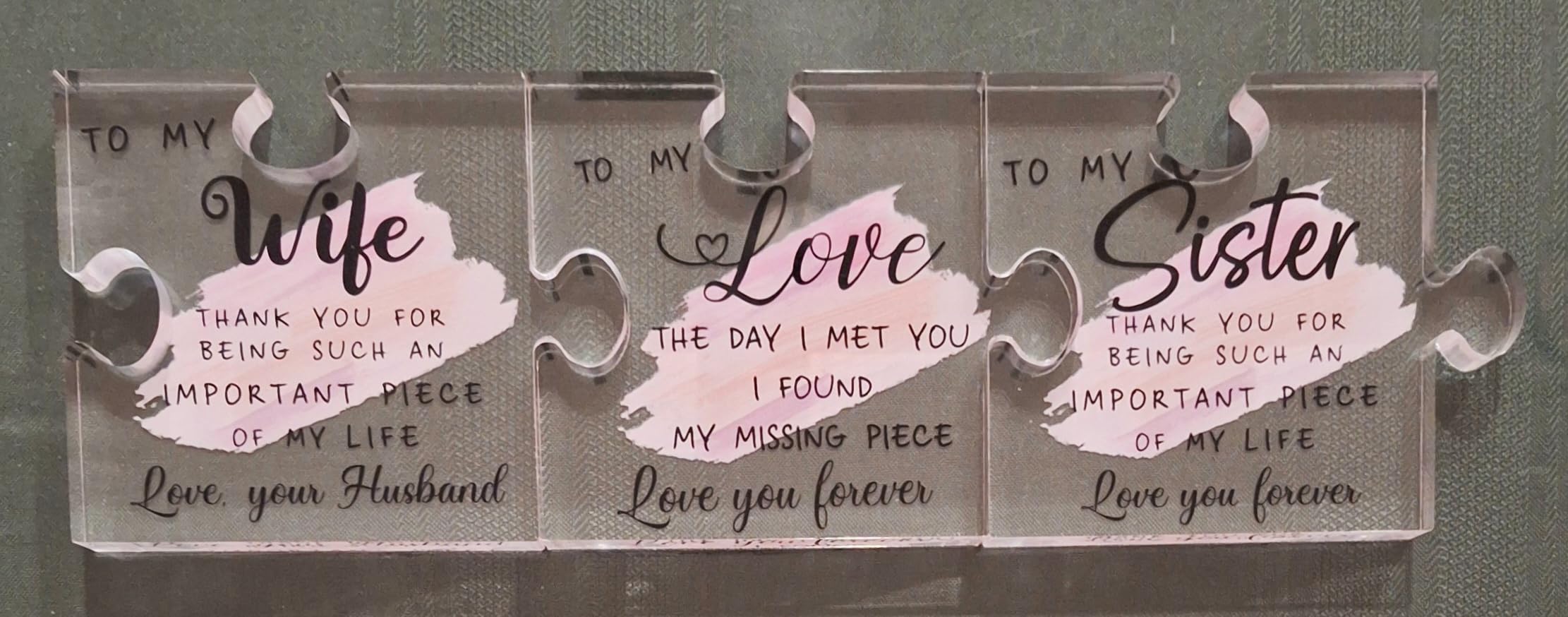LukieJac Sister Gifts from Sister - Unique Sister Birthday Acrylic Puzzle-Shaped Plaque Desk Decorations Present for Big Sister Mothers Day Christmas Wedding from Sister Brother customer photo 1