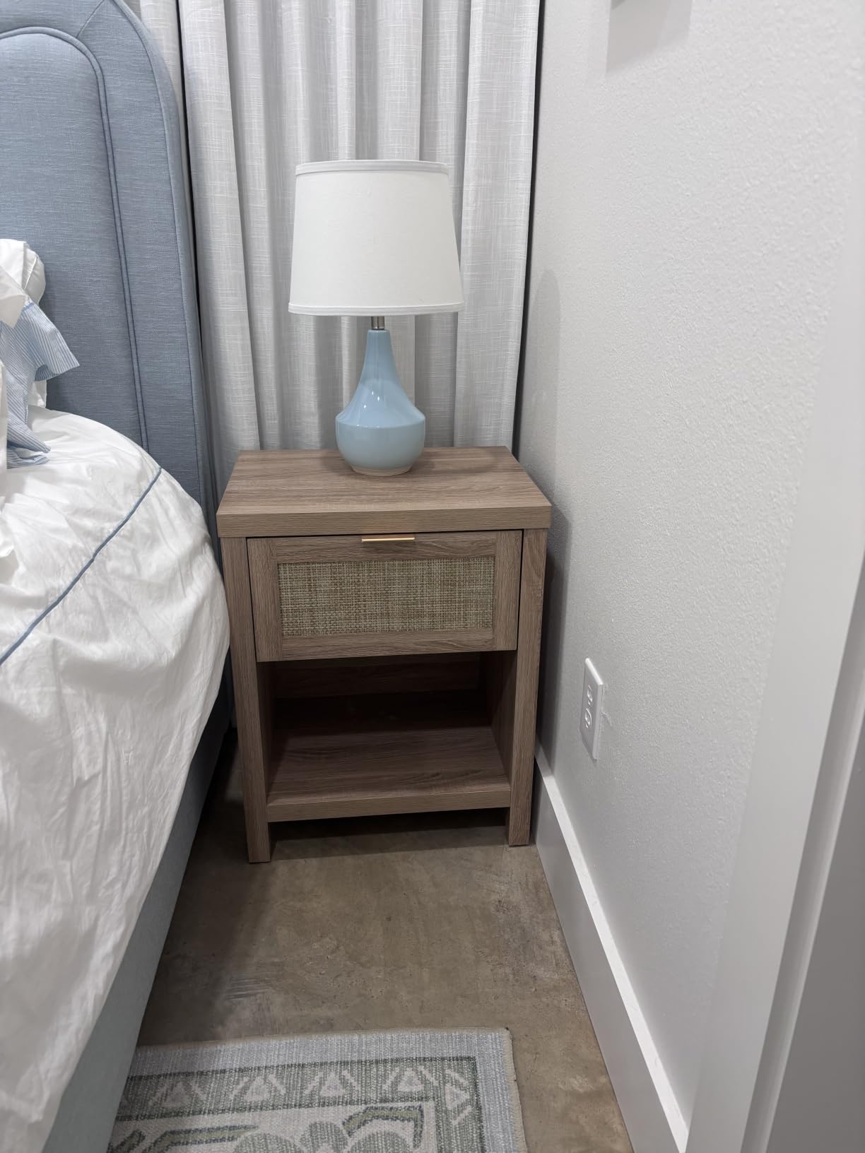 SICOTAS Nightstands Set of 2 Rattan Night Stand with Drawer 19.7
