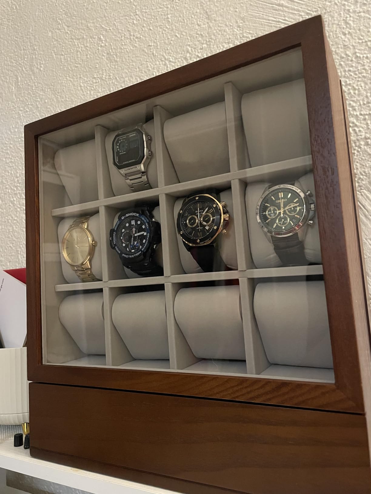 SONGMICS 12 Watch Display Case, Watch Box with Hidden Storage customer photo 2