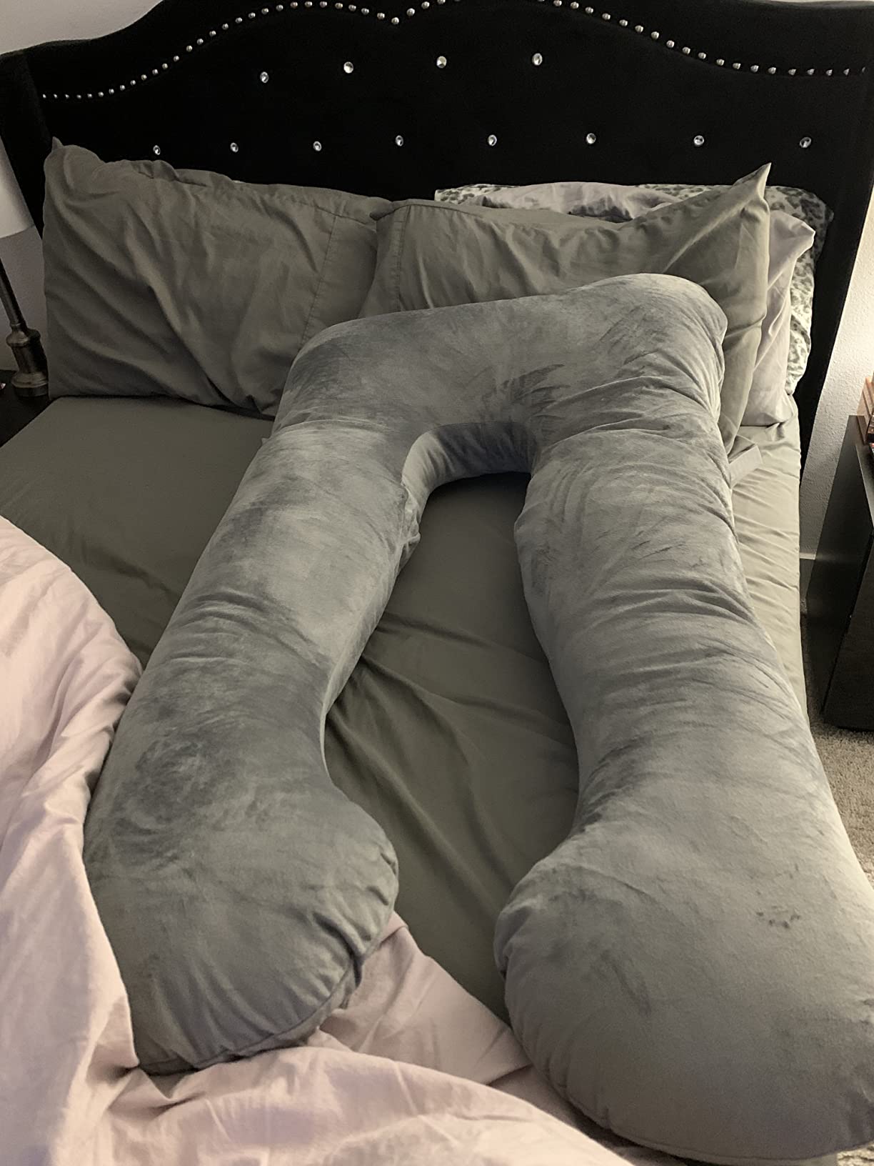 MOON PINE Pregnancy Pillow, U Shaped Full Body Pillow for Maternity Support, Sleeping Pillow with Cover for Pregnant Women (Dark Grey) customer photo 1