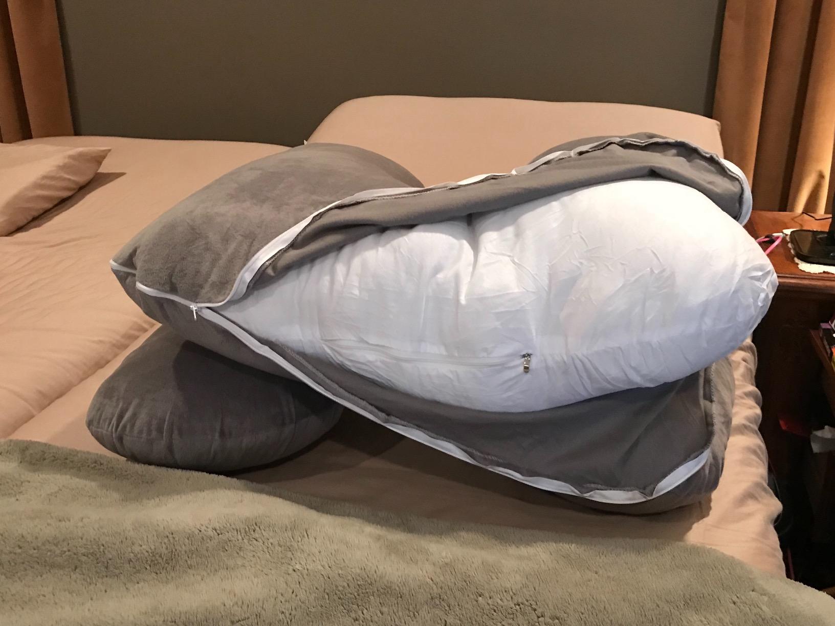 Meiz Pregnancy Pillow, U Shaped Pregnancy Pillows for Sleeping Cooling, 55 Inch Maternity Pillow for Pregnant Women, Body Pillows for Adults, Rayon Cover from Bamboo, Sage Green customer photo 2