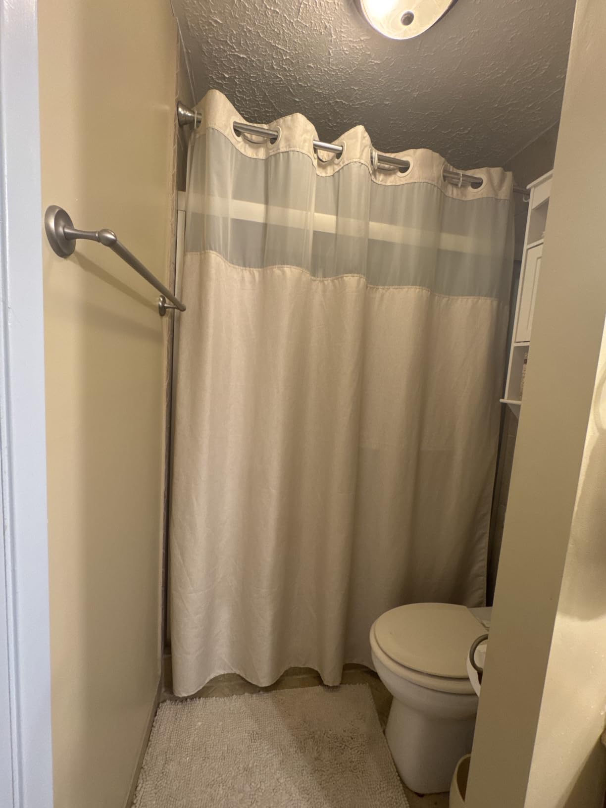 Eachope No Hooks Polyester Textured Shower Curtain with Snap-in Fabric Liner Set, Hotel Luxury Decor Shower Curtains for Bathroom with See Through Top Window, Waterproof & Washable, 71Wx74H, Cream customer photo 2