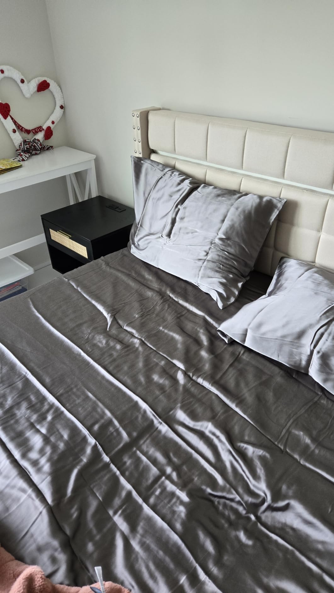 THXSILK Mulberry Silk King Bed Sheets Set 4 Pieces, Champagne customer photo 2
