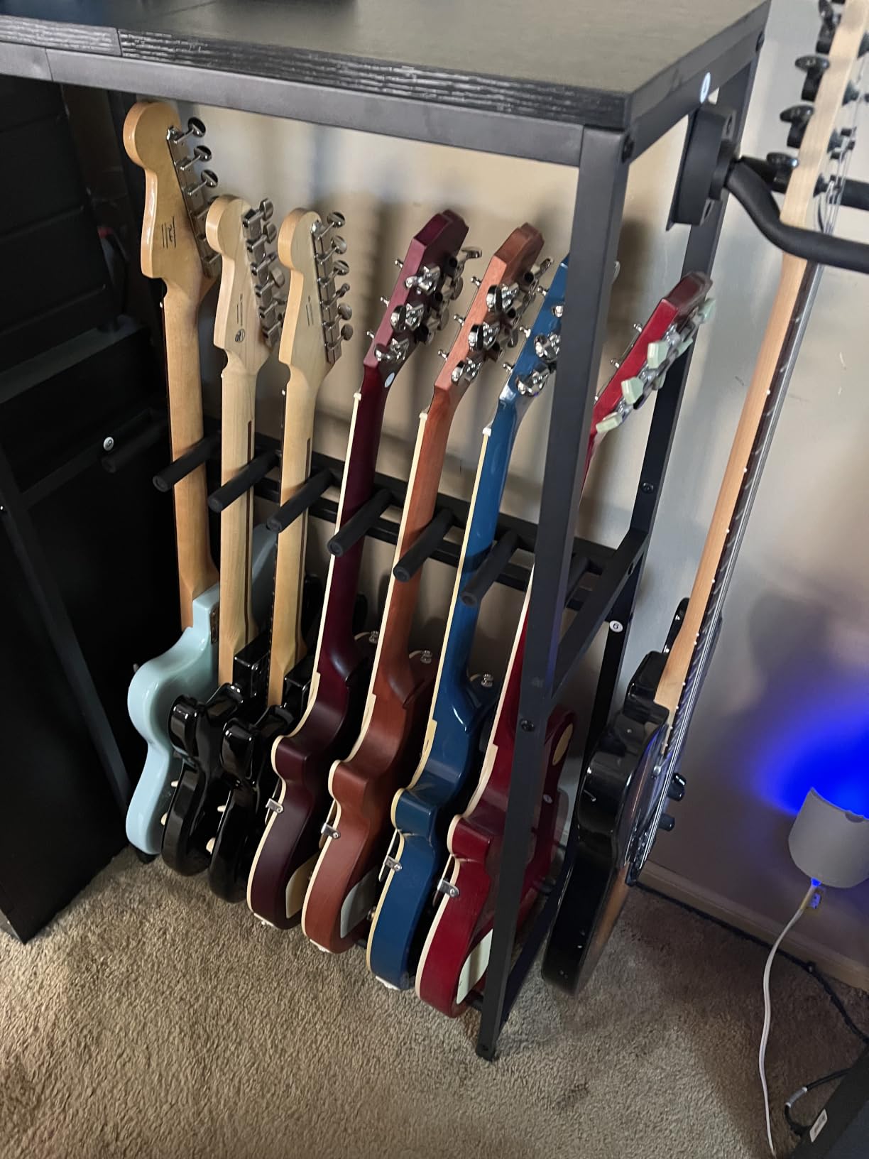 MAHANCRIS Guitar Stand, Guitar Rack for Acoustic Holder, Electric Guitar, Bass, Multiple Guitar Rack Holder for Guitars, Guitar Amp Accessories, for Home Music Studio, Black GSHB6501 customer photo 2