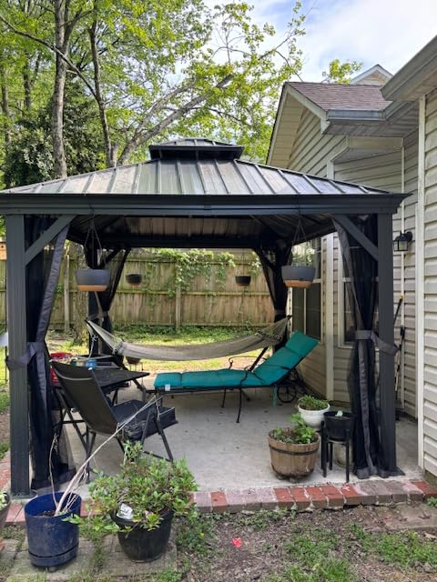 Domi 12x12 Hardtop Gazebo Aluminum Frame, for Outdoor Patios, Grey customer photo 1