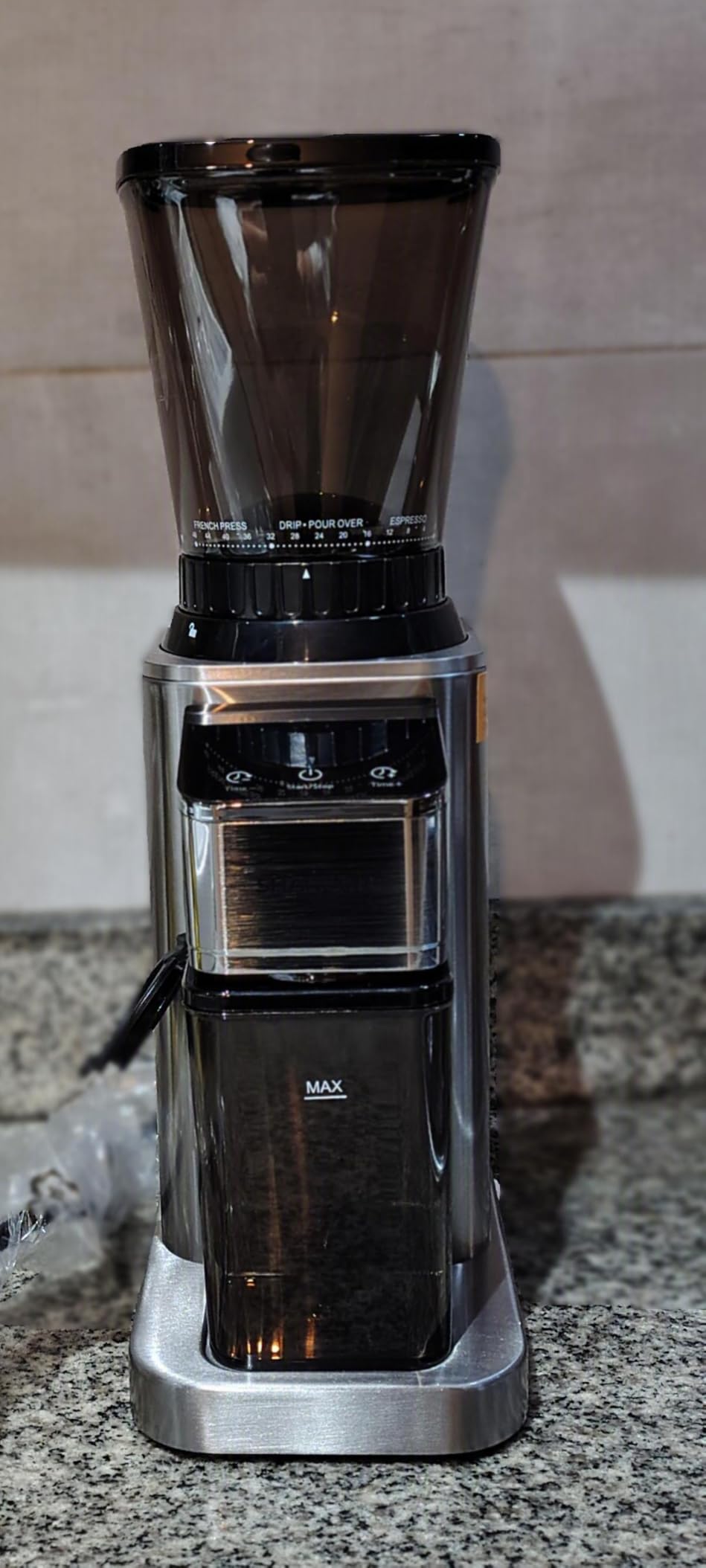 SHARDOR Conical Burr Coffee Bean Grinder, Anti-Static, 48 Settings, Silver | Electric Grinding, Stainless Steel, LCD Touchscreen, Precision Timer, Detachable Parts, Low Speed, 150W Motor, 9.7 oz Hopper customer photo 2