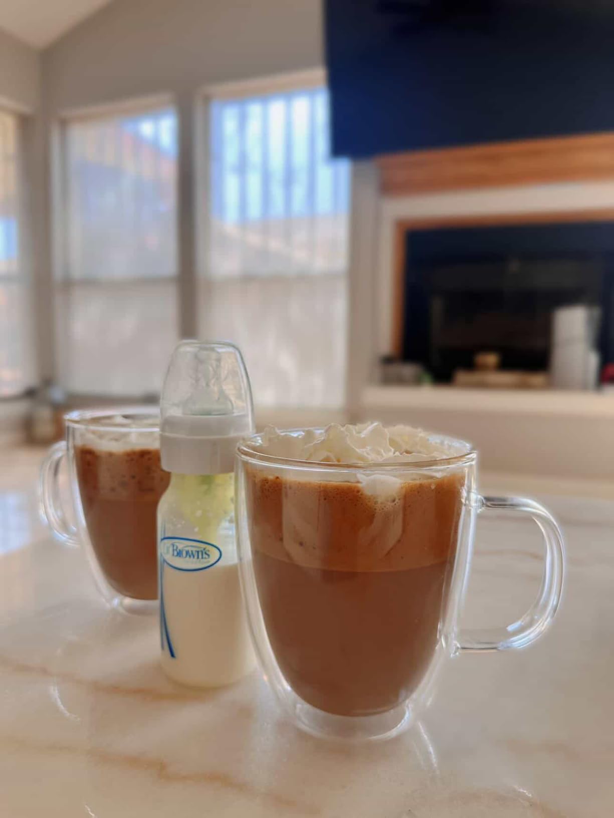 CNGLASS Glass Coffee Mugs 12oz,Double Walled Insulated Cappuccino Mug with Handle,Clear Espresso Cups for Cappuccino,Latte,Tea Bags,Hot and Cold Beverages,Set of 4 customer photo 2