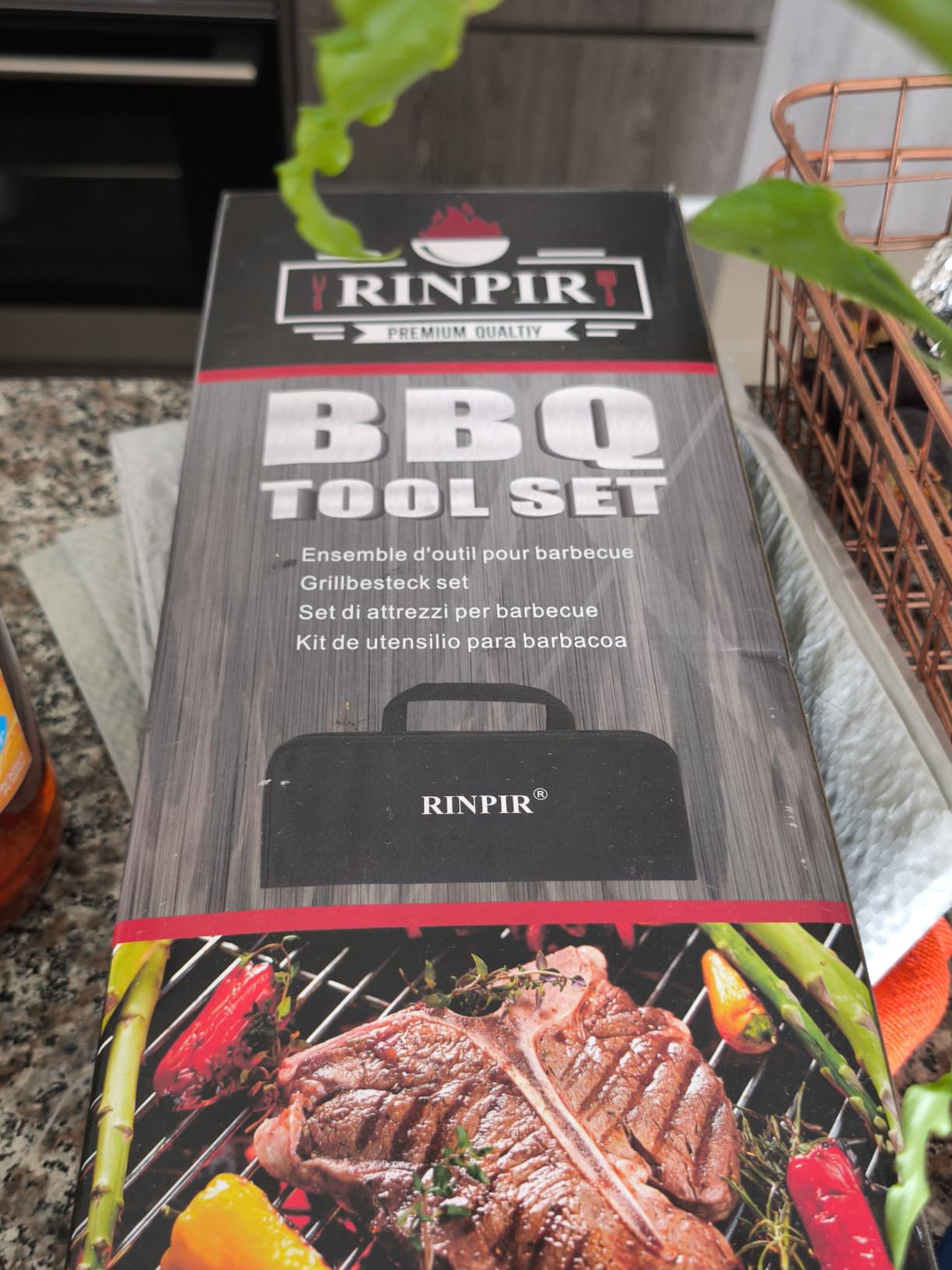 RINPIR 31pcs BBQ Grill Accessories Gifts for Men Dad, Heavy Duty Grilling Tools Gift Set for Father‘s Day, Stainless Steel BBQ Utensils Kit with Mats, Grill Brush in Carrying Bag Brown customer photo 1