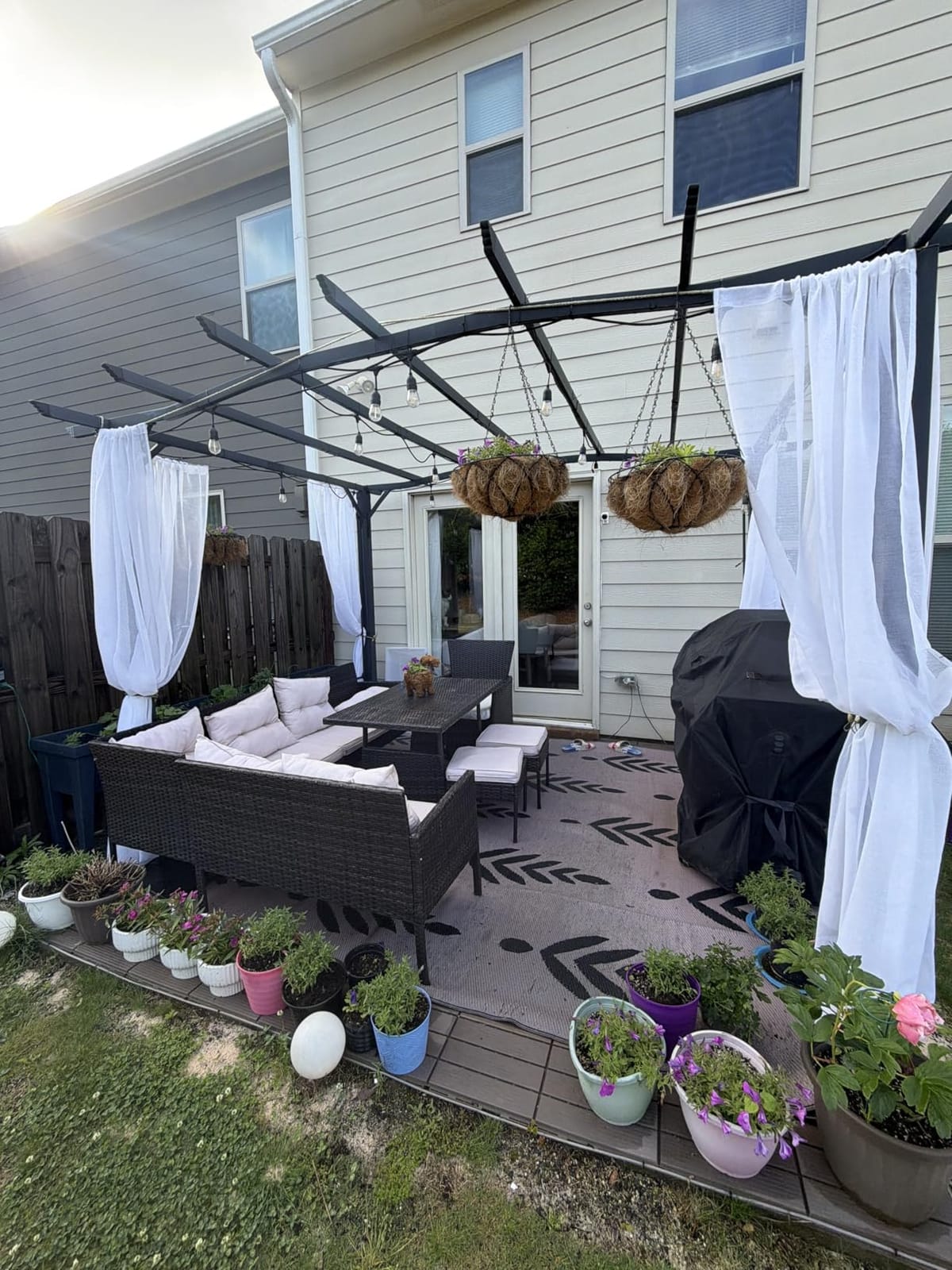 youleyar White Sheer Outdoor Curtains for Patio Waterproof 2 Panels Linen Look Rod Pocket Indoor Voile Curtain for Living Room, Bedroom, Porch, Pergola, Cabana, Gazebo(52x84 Inch, White) customer photo 2