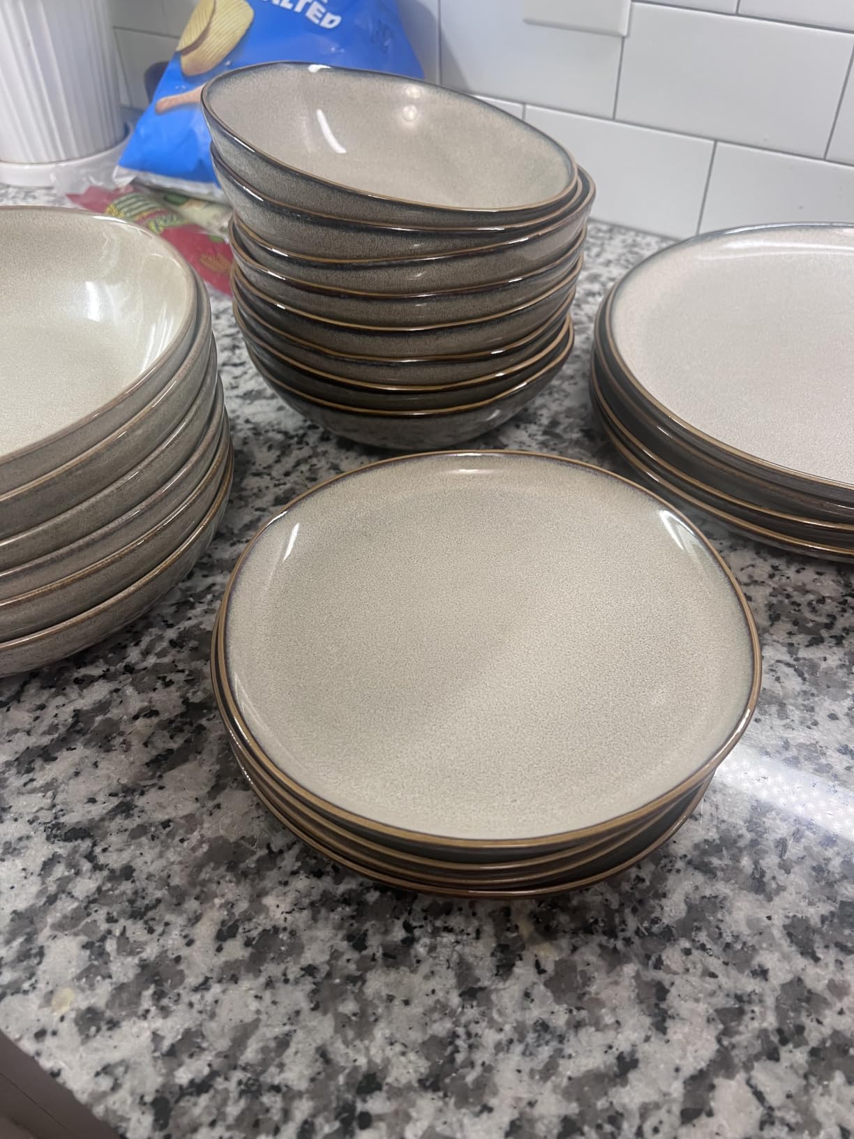 AmorArc Ceramic Dinnerware Sets for 8, 24Pcs Plates and Bowls Sets Dishes | Stoneware Handmade Reactive Glaze Dinner Set, Highly Scratch Resistant | Dishwasher & Microwave Safe Dishware-Cappuccino customer photo 1