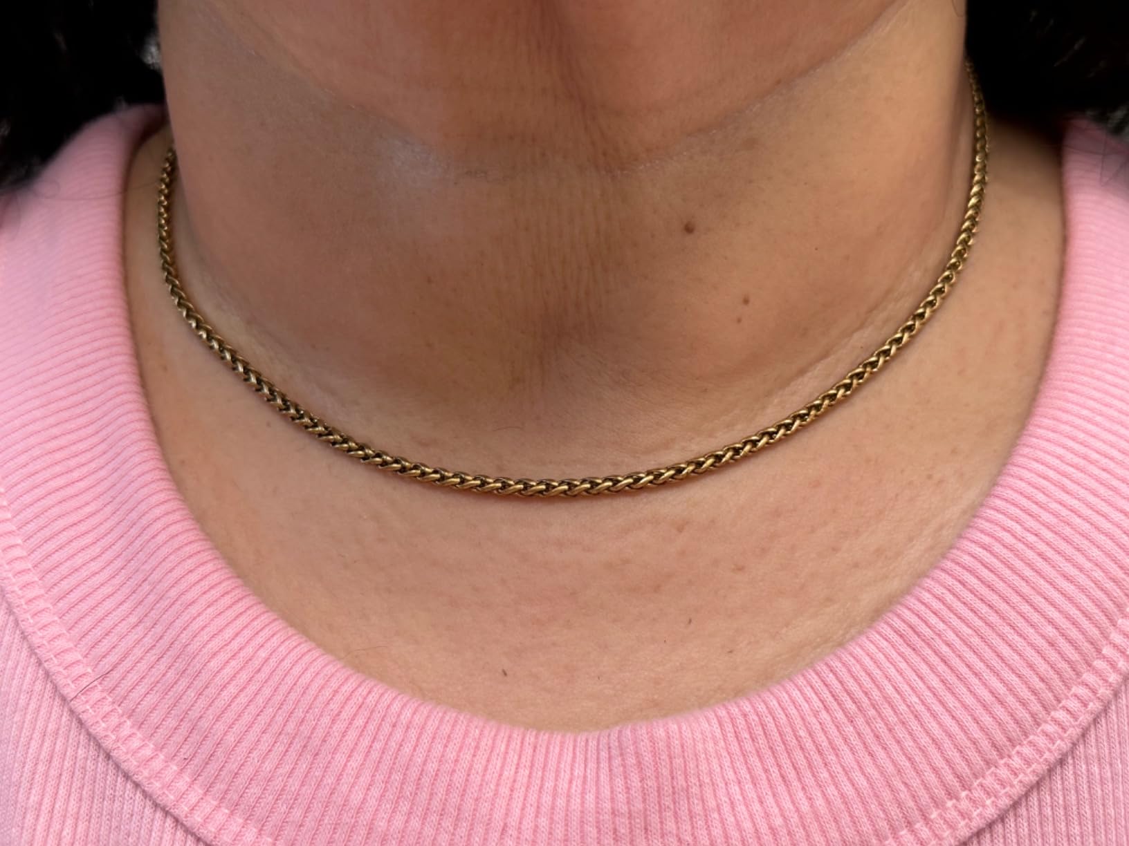 Fiusem 14K Gold Plated Wheat Chain Necklace for Men, 2/2.5/3/4/5mm Stainless Steel Necklace Chains for Men and Women 16-28 Inch customer photo 1