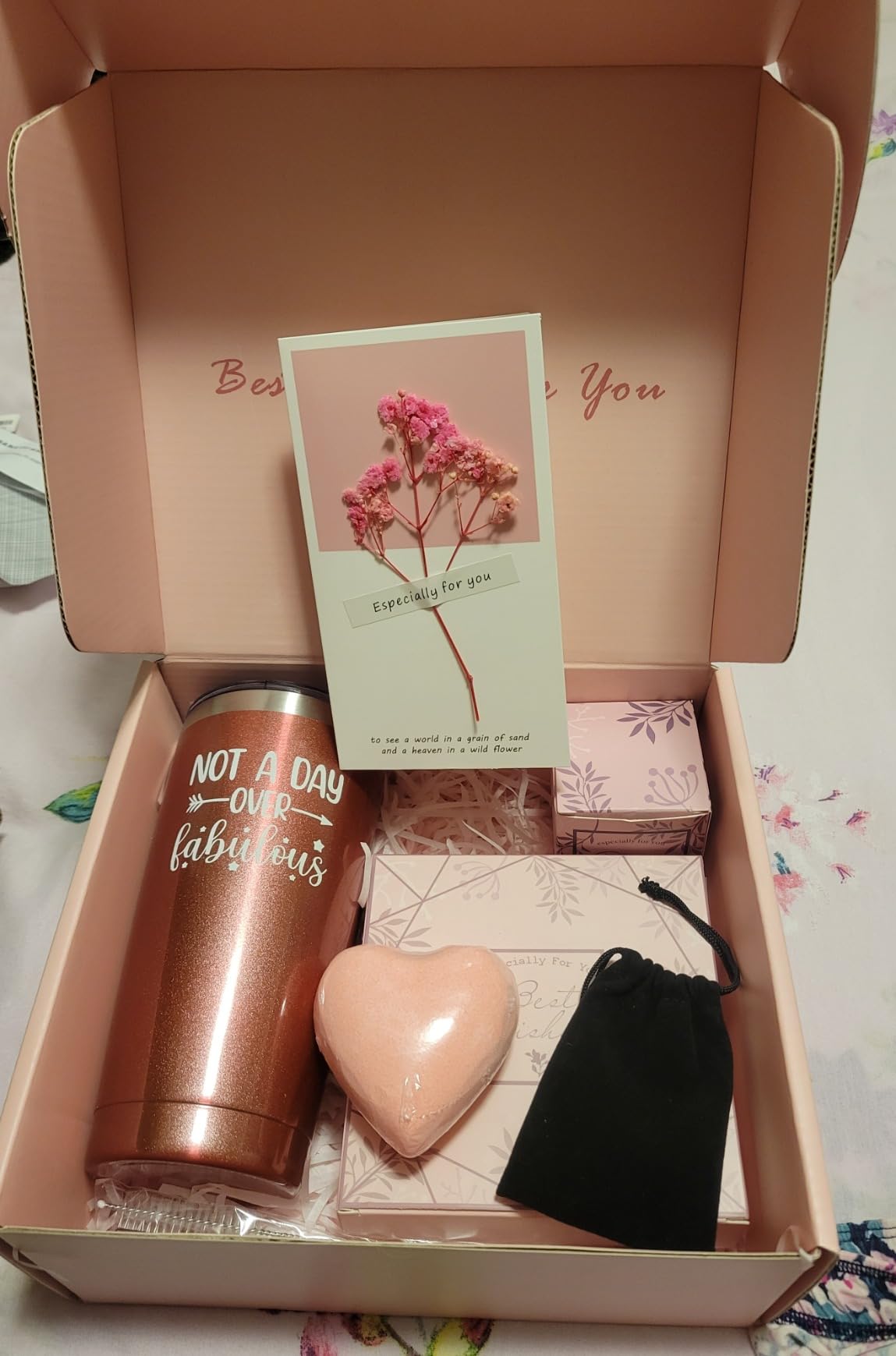 Birthday Gifts for Women, Gifts for Women Mom Wife Her Grandma Sister Friends, Lavender Spa Gift Basket for Her, Self Care Gift Set with 20oz Tumbler, Candle & Bath Salts customer photo 2