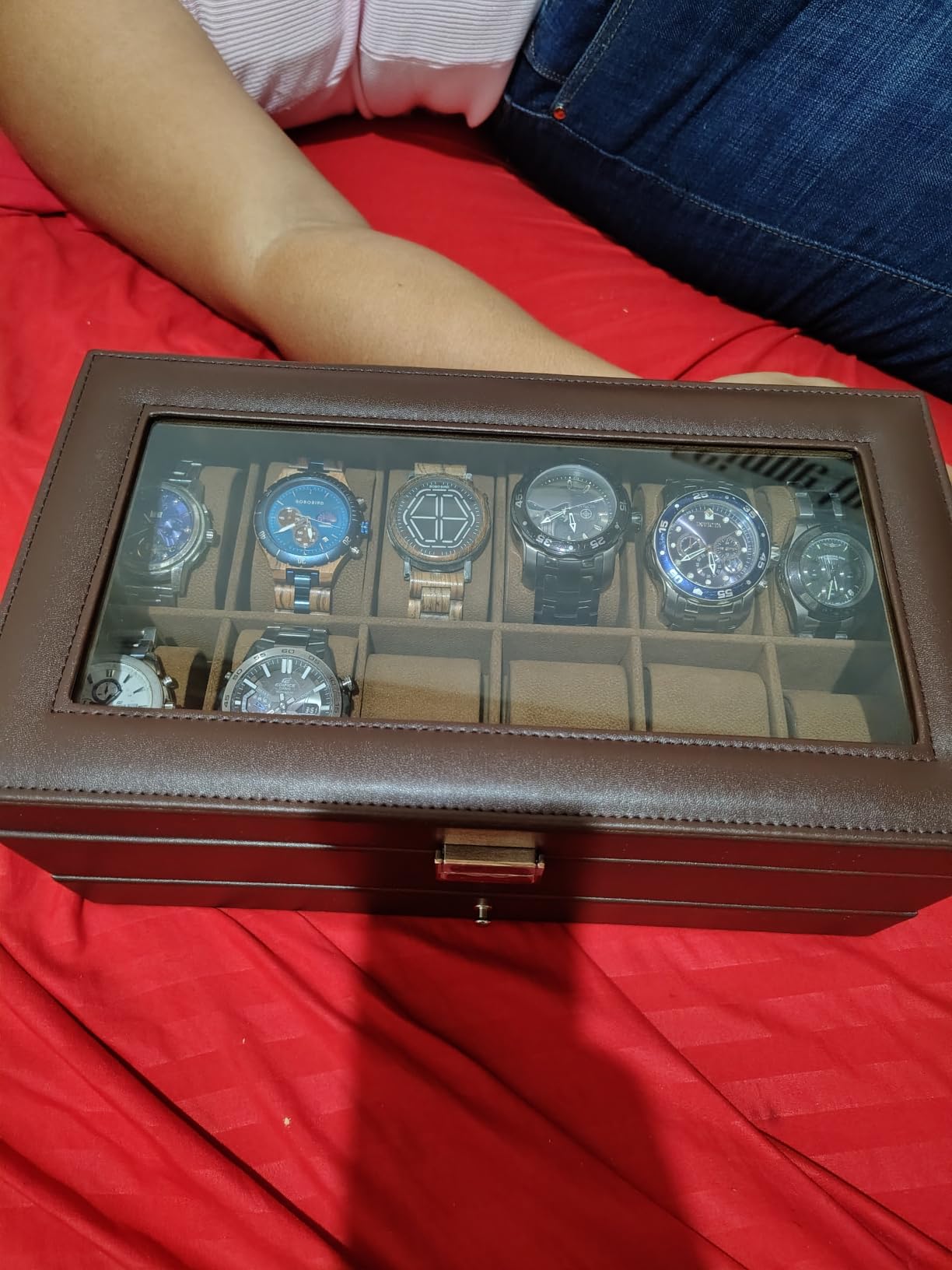 ProCase Watch Box, 12 Slot Watch Case for Men with Drawer, Espresso | 2-Layer Watches Display Case with Glass Lid, Mens Jewelry Box Storage Holder Organizer, Anniversary Christmas Birthday Gift customer photo 2