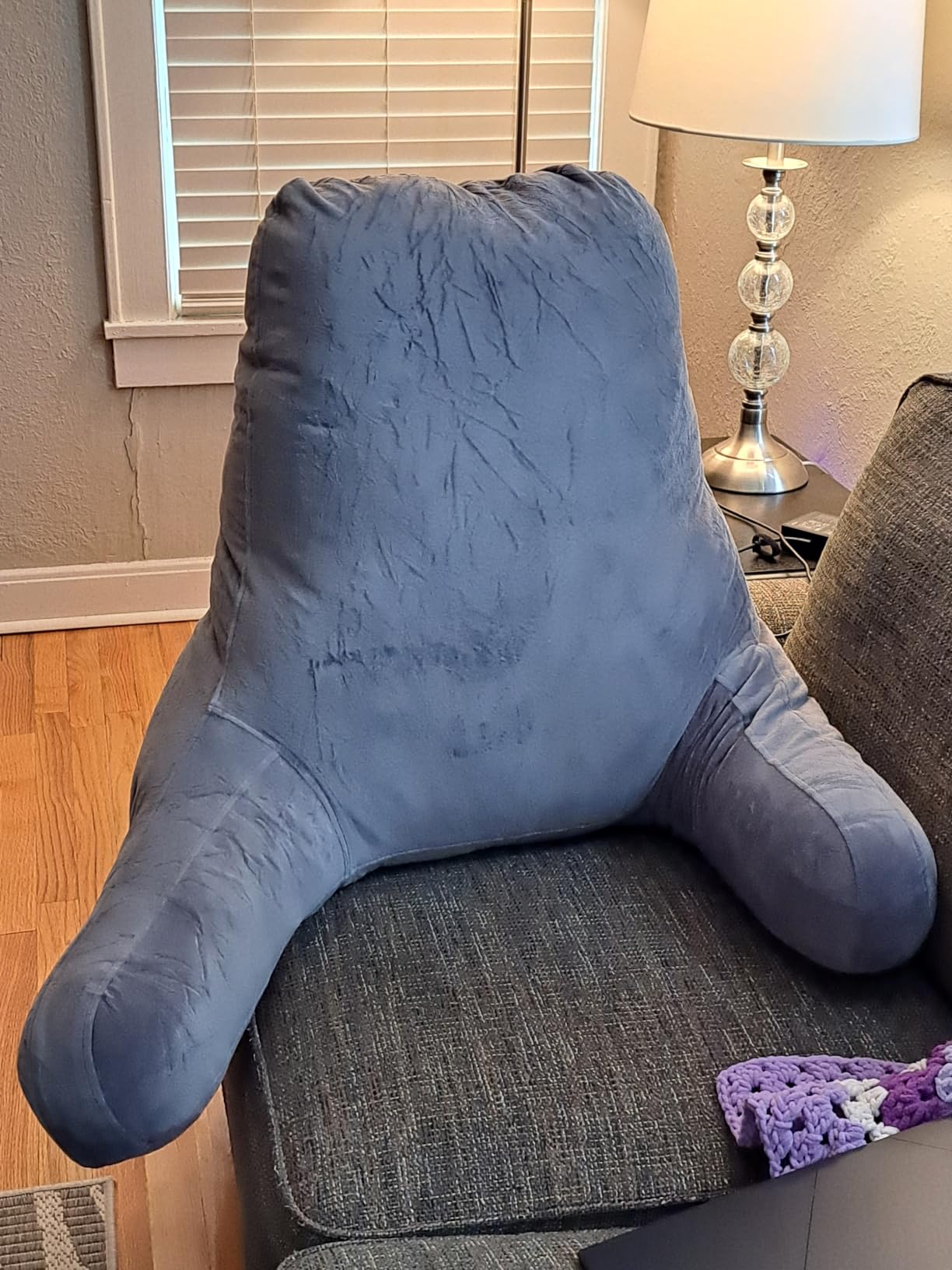Sasttie Reading Pillow for Bed, Back Pillow for Sitting Up, Dark Grey customer photo 2