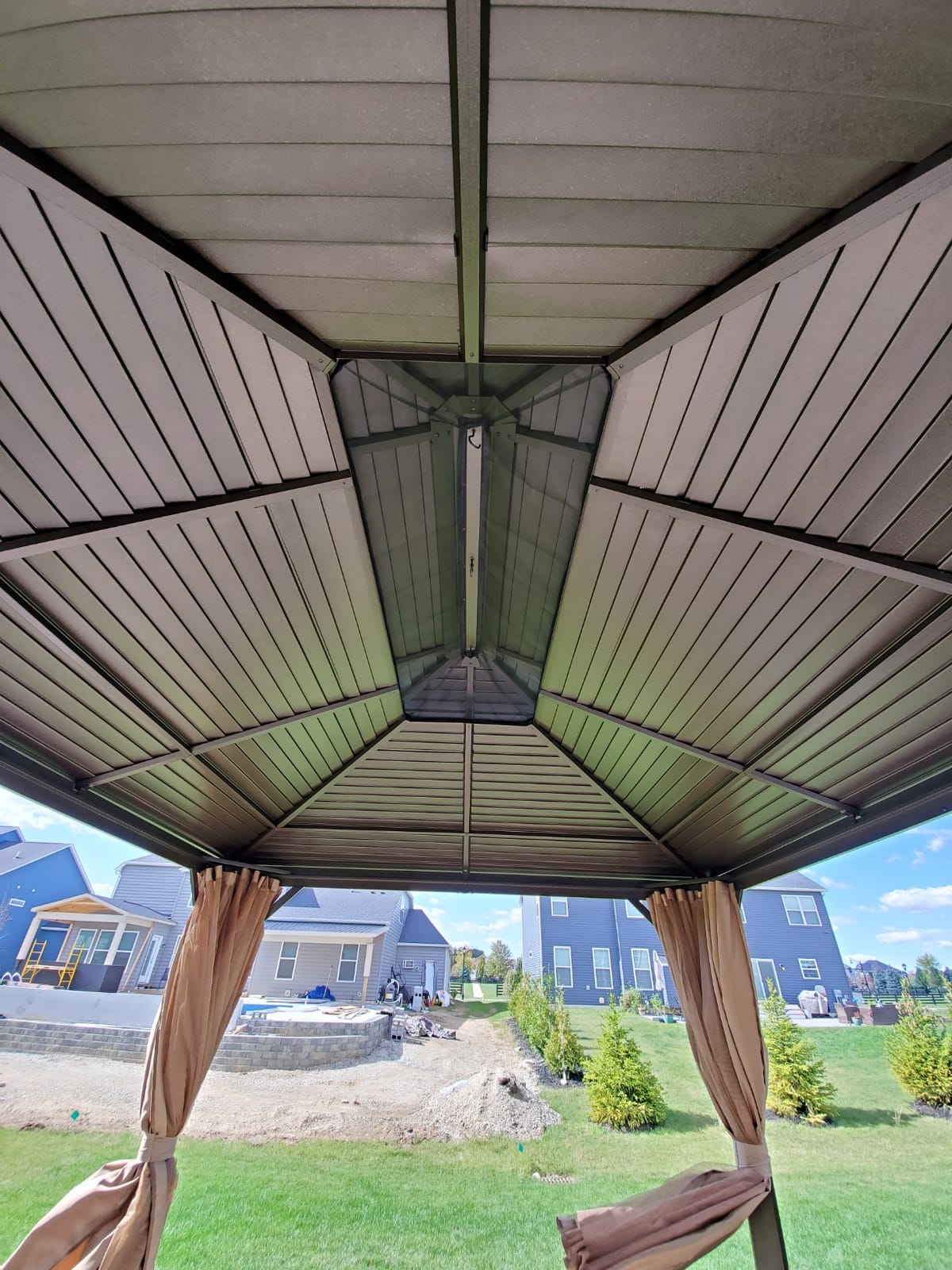 EROMMY 12' x 12' Hardtop Gazebo, Aluminum Frame Gazebos with Galvanized Steel Double Roof, Permanent Outdoor Metal Pavilion with Curtain and Netting for Patio, Lawn, Deck customer photo 2