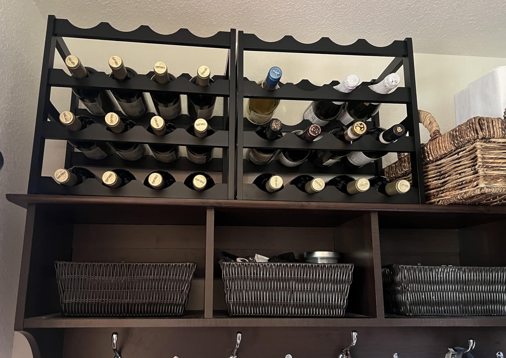 Wine Rack 24-Botttle Freestanding Floor, 6-Tier Wine Rack Shelf with Table Top, Bamboo Display Wine Storage Shelves Kitchen Bar Dining Room Living Room, Natural customer photo 2