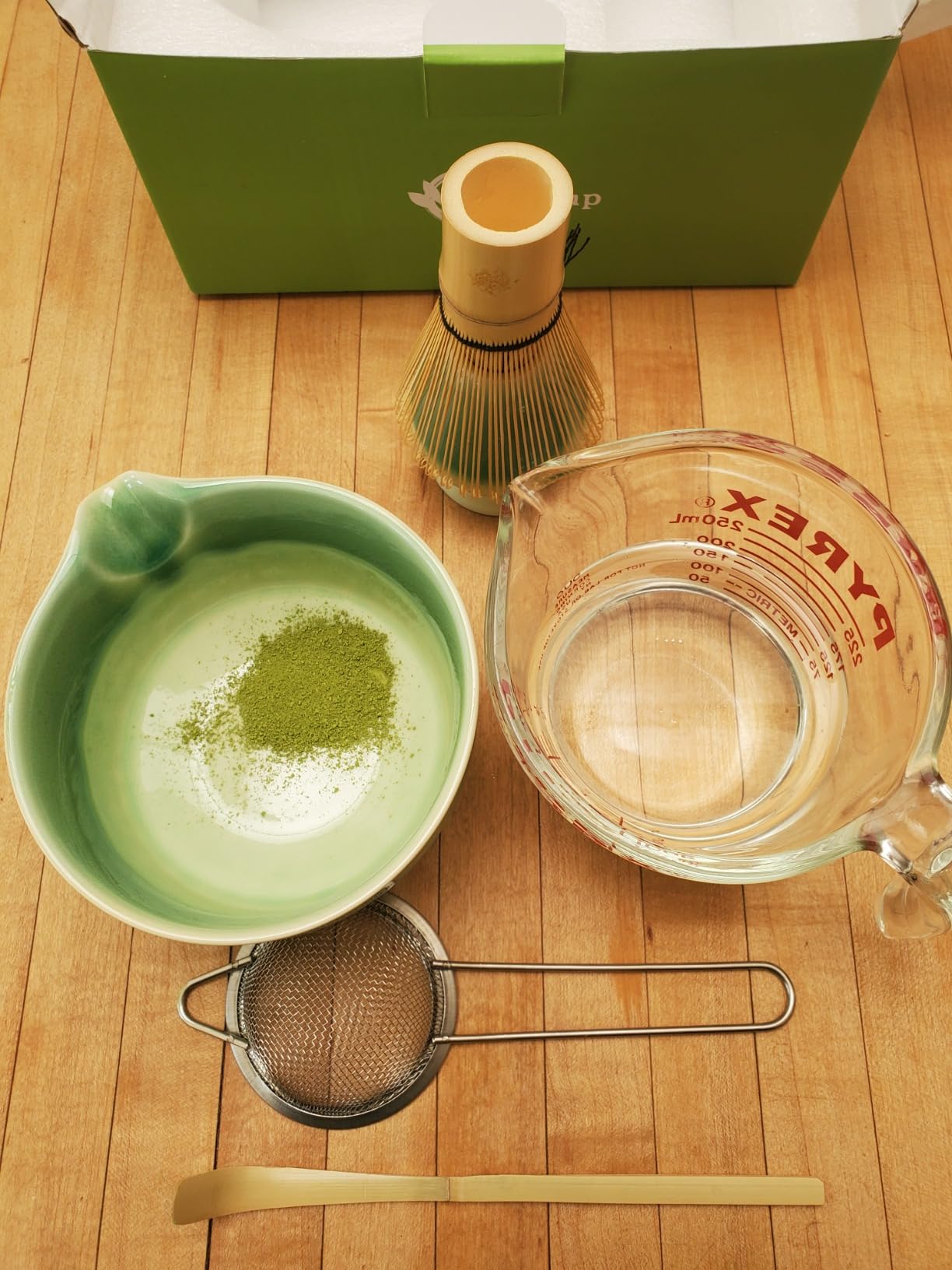 Buucup Matcha Set, Matcha Bowl with Spout, Matcha Whisk and Holder, Bamboo matcha Scoop and Stainless Sifter - 5 Pcs Jade Green Matcha Set Kit for Matcha Lover customer photo 1