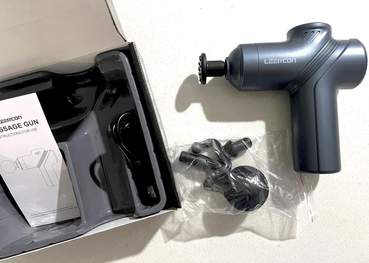 LEERCON Massage Gun Deep Tissue Mini Muscle Massager for Pain Relief, Blue customer photo 2