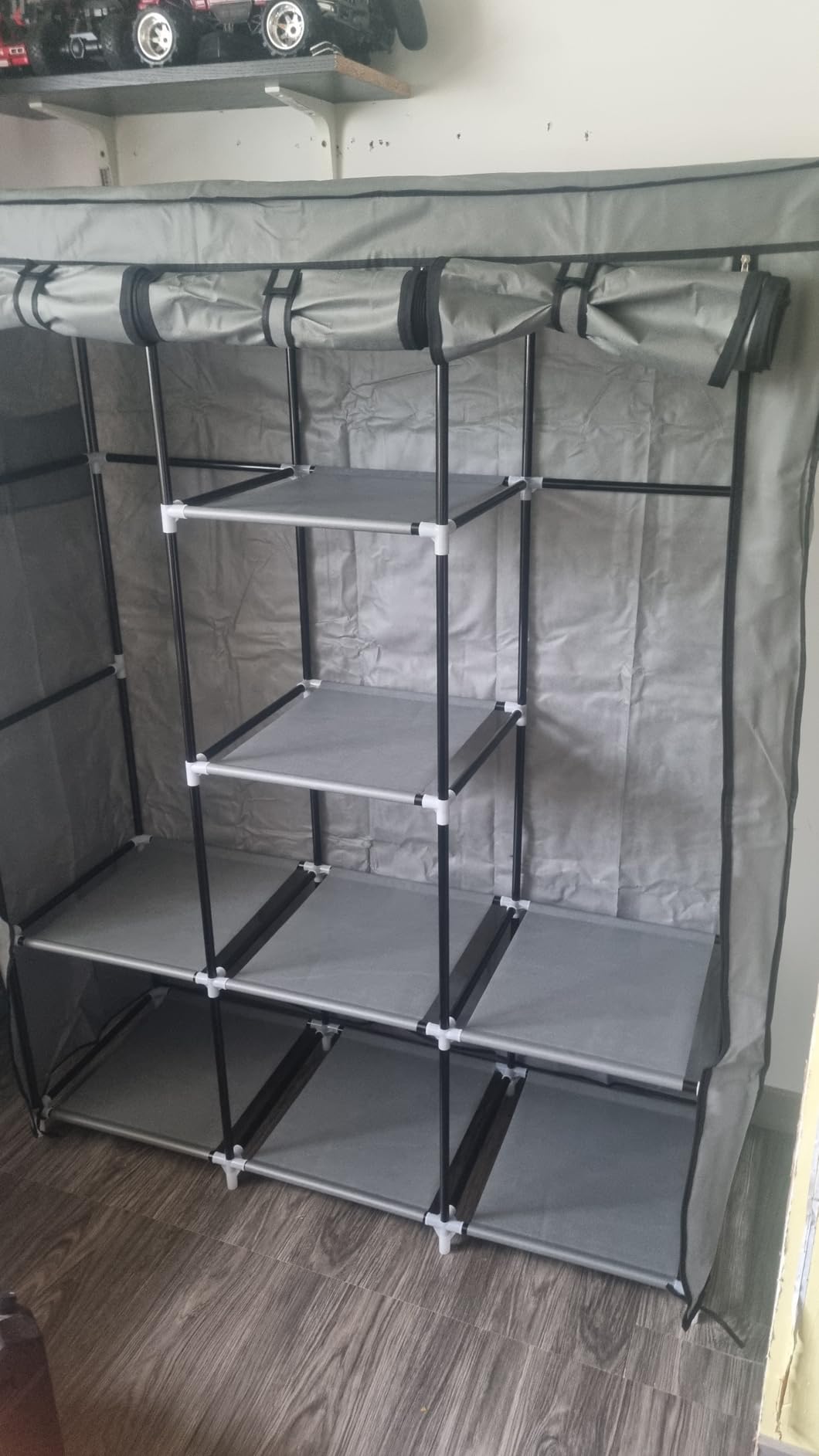 VTRIN Portable Closet for Hanging Clothes 67 Inch Wide Large Capacity Portable Wardrobe Closet with Cover, 4 Storage Shelves and 4 Hanging Rod Sturdy Free Standing Closet for Bedroom, Black customer photo 1