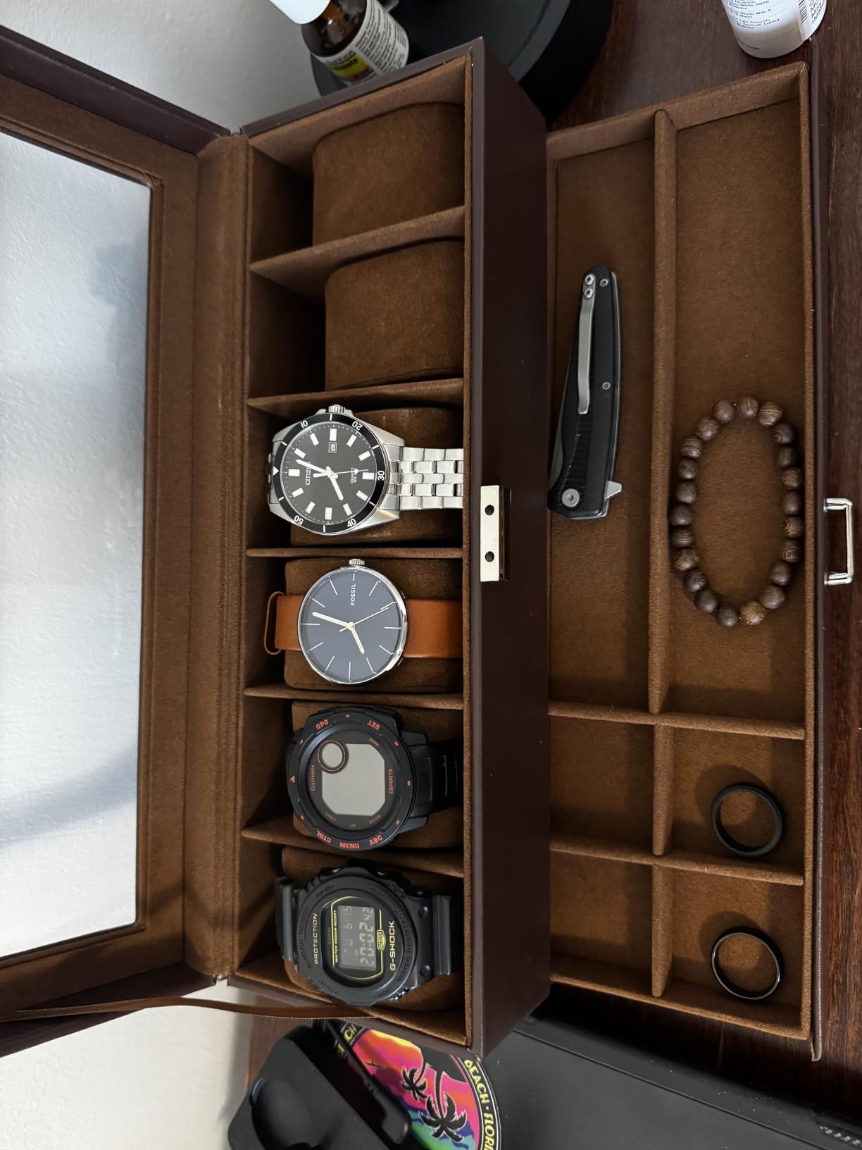 ProCase Watch Box, 3 Slot Watch Display Case with Drawer -Black customer photo 2