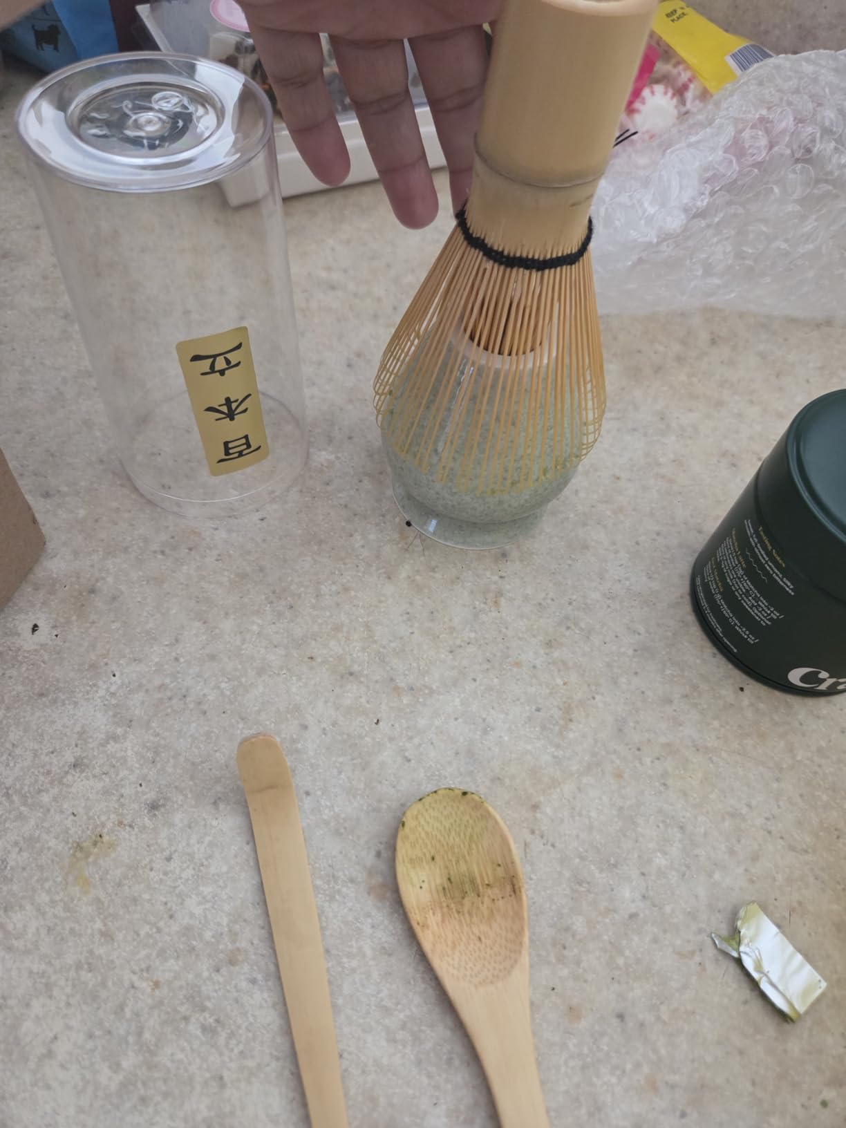 Matcha Whisk Set, Matcha Making Kit Whisk (Chasen Holder), Ceramic Whisk Holder (Mottled Green), Bamboo Scoop, Powder Starter Sifter, Spoon Japanese Tea Tools For Ceremony Gift customer photo 1