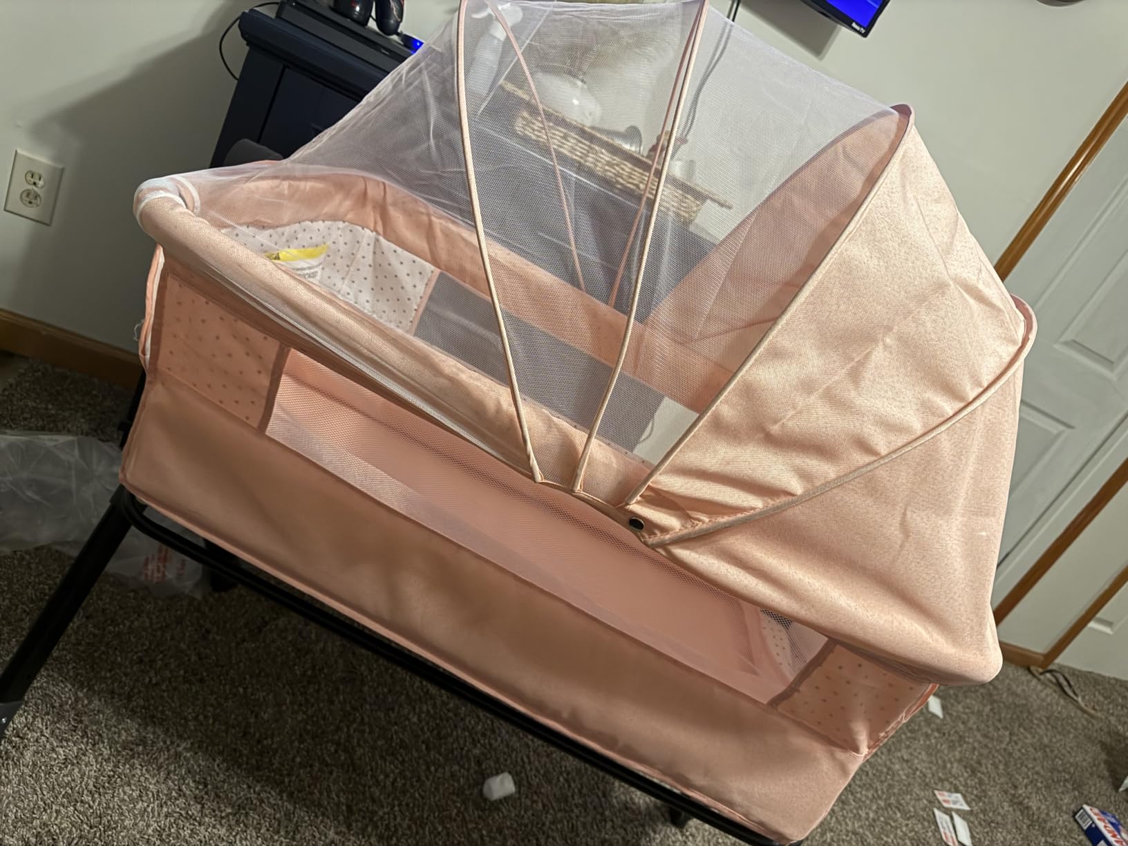 BCOL Baby Bassinet, Bedside Bassinet for Baby, 3 in 1 Bassinet Bedside Sleeper with Wheels, Mosquito Net, Adjustable Easy Folding Portable Bed for Infant Newborn (Dark Grey) customer photo 1