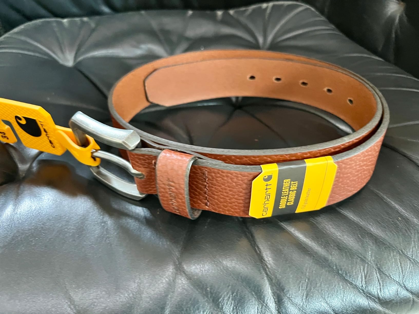 Carhartt Men's Durable Full Grain Saddle Leather Classic Belts, W/Rugged Antique Nickel Hardware customer photo 1