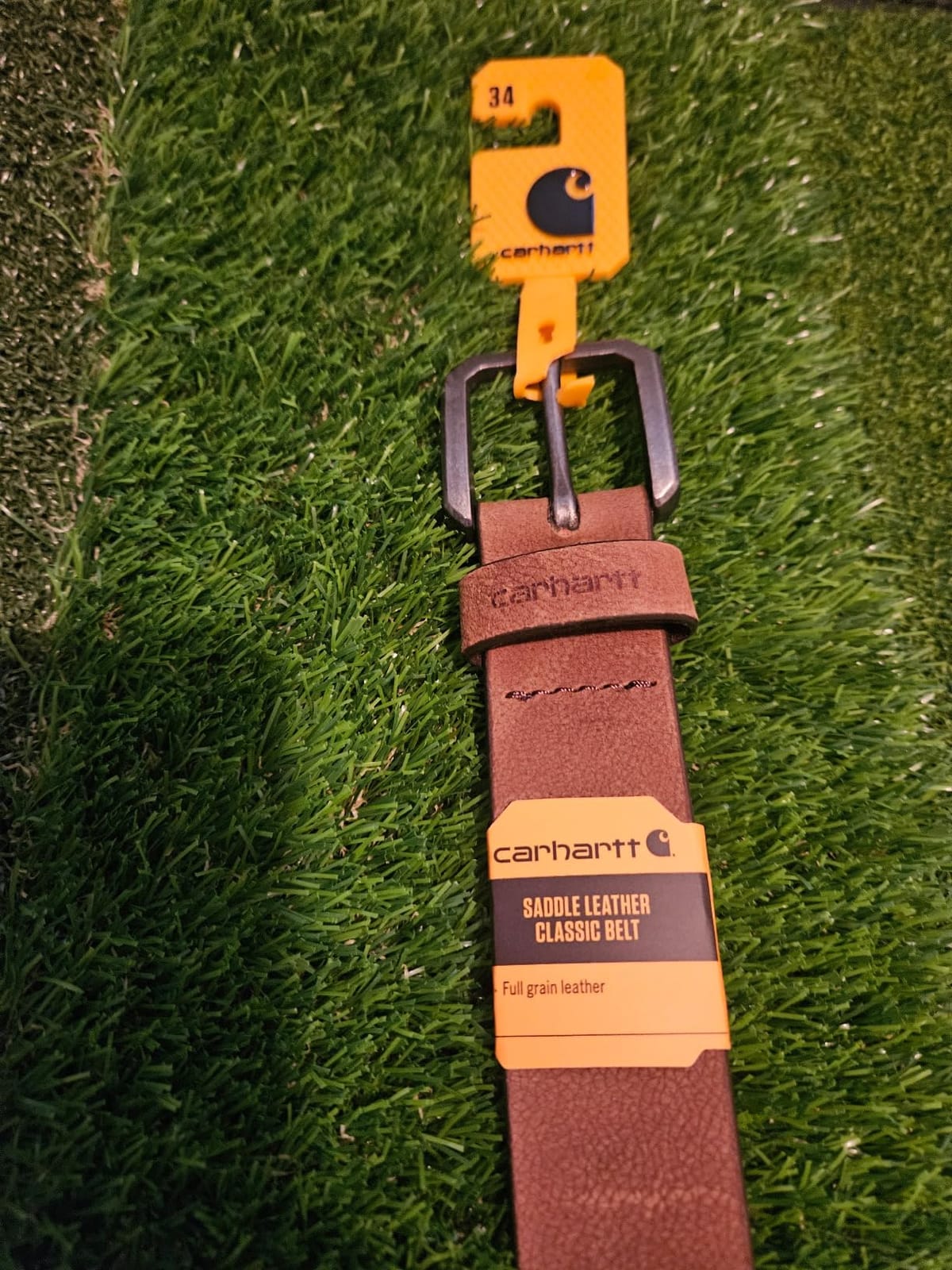 Carhartt Men's Durable Full Grain Saddle Leather Classic Belts, W/Rugged Antique Nickel Hardware customer photo 2